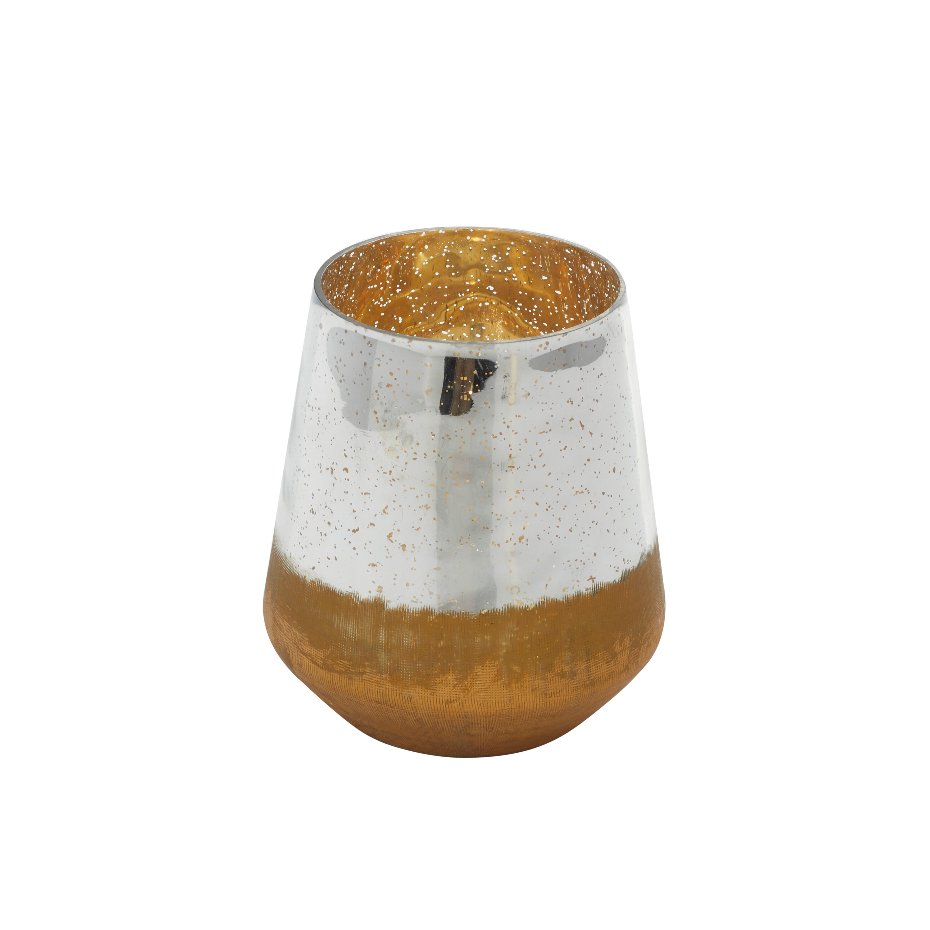 Gold and Silver Glass Hanging Candle Lantern, 7"