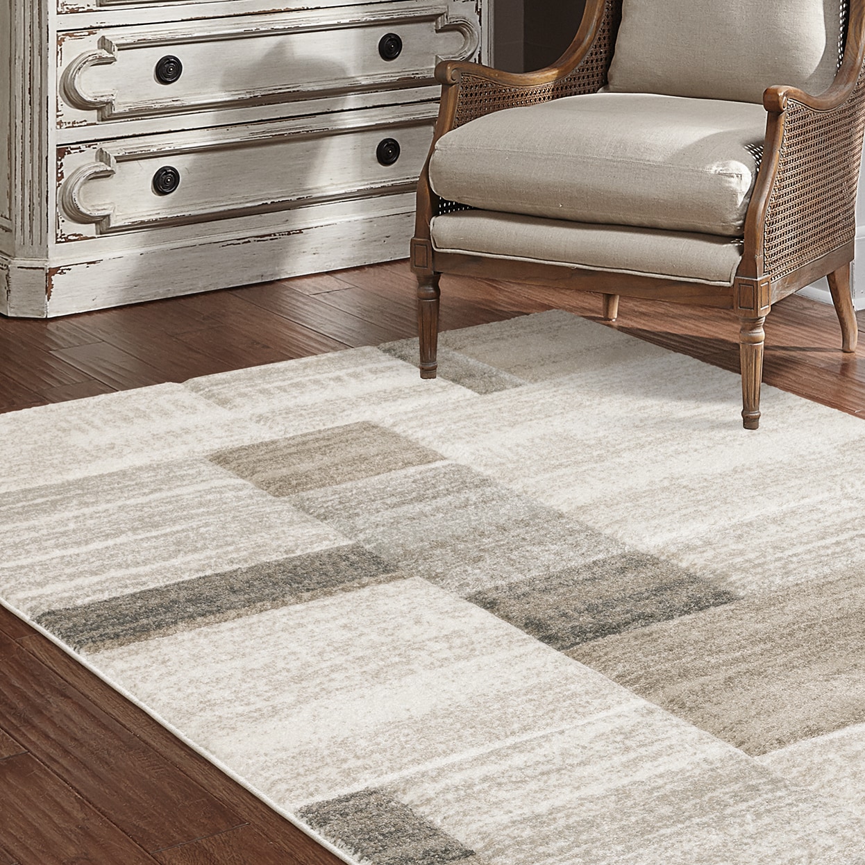allen + roth Carved Block 8 x 11 Neutral Indoor Geometric Area Rug in the  Rugs department at
