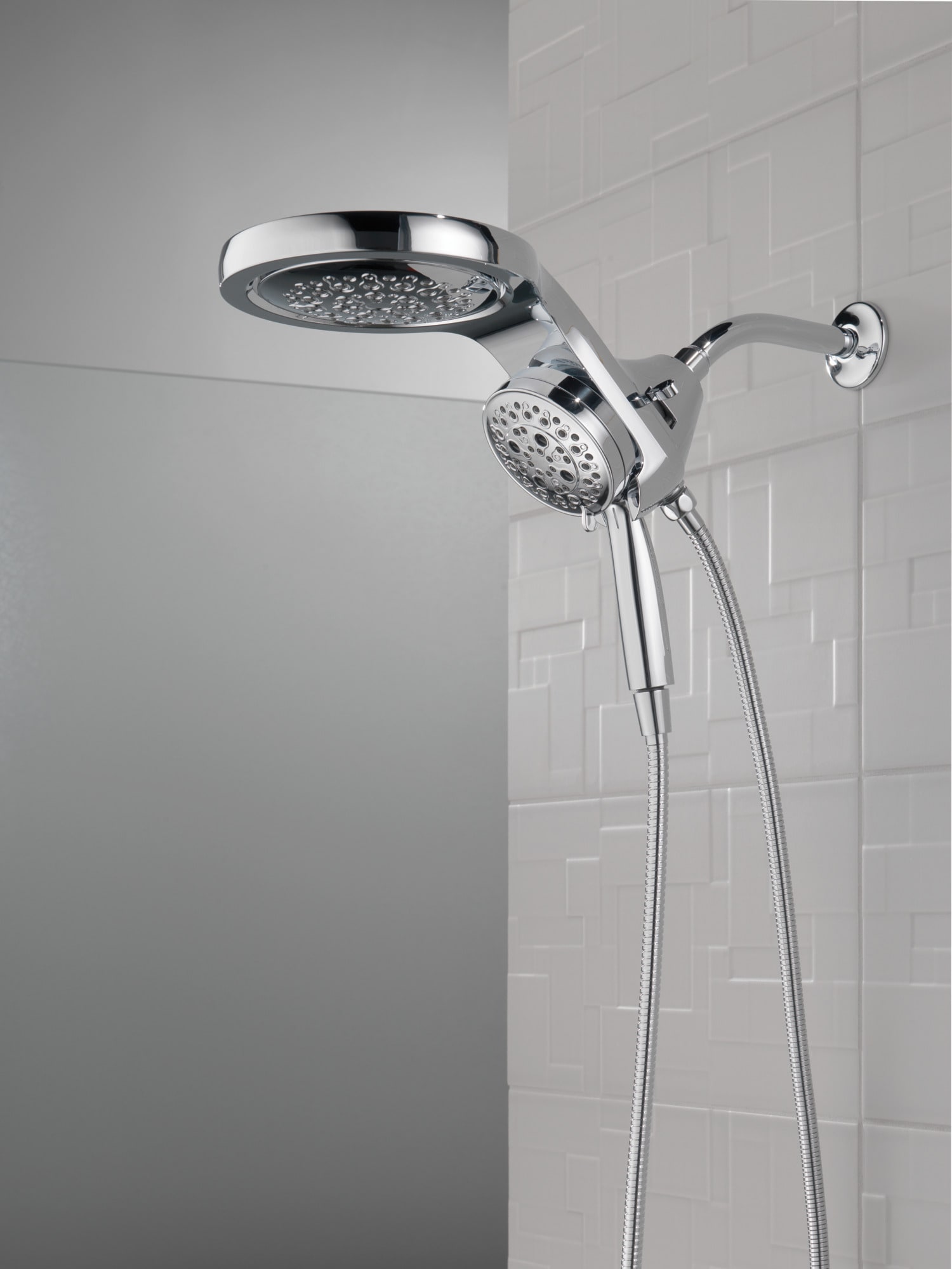 Chrome Dual Shower Head with Handheld and Rain Spray