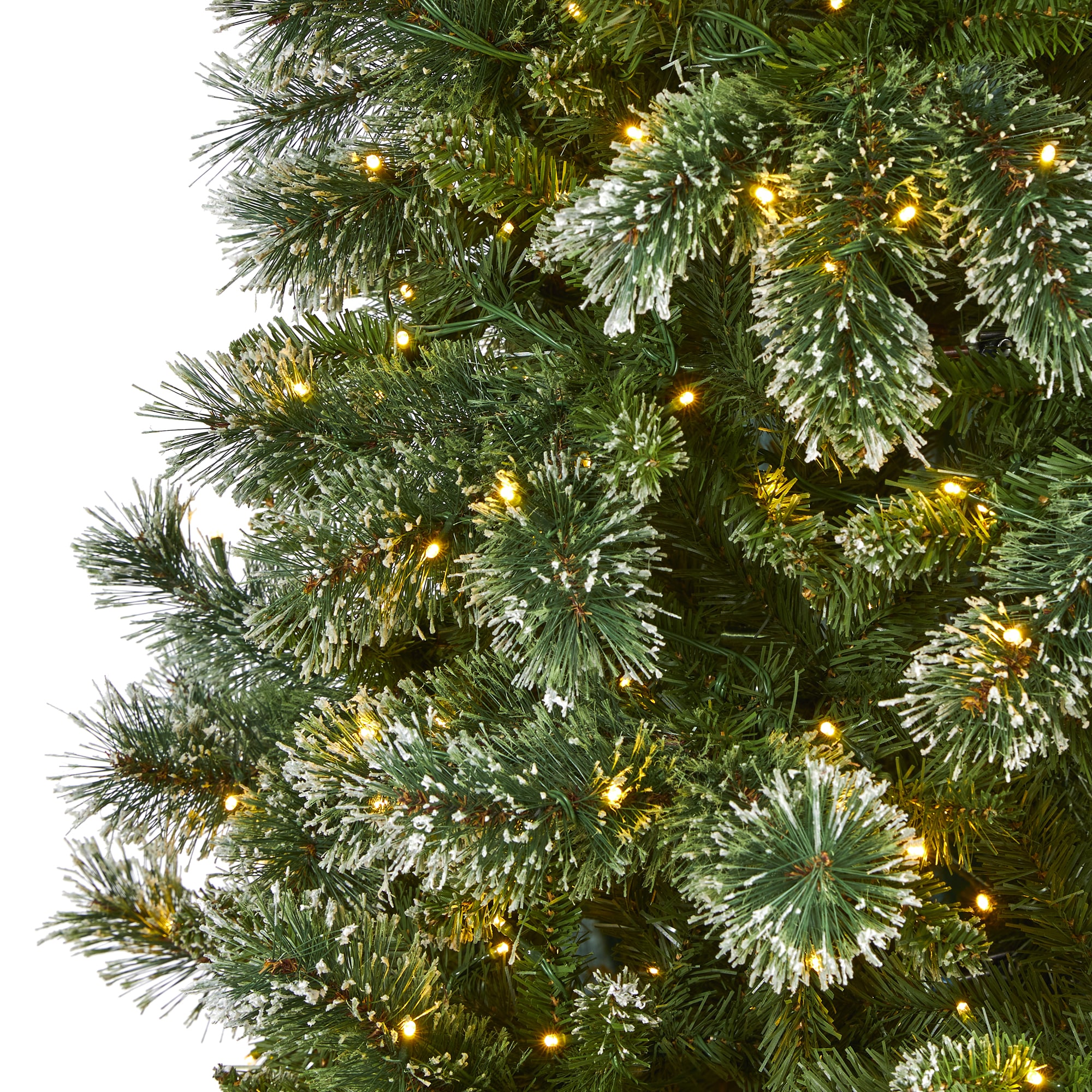 Nearly Natural 9-ft Pine Pre-lit Slim Flocked Artificial Christmas Tree ...