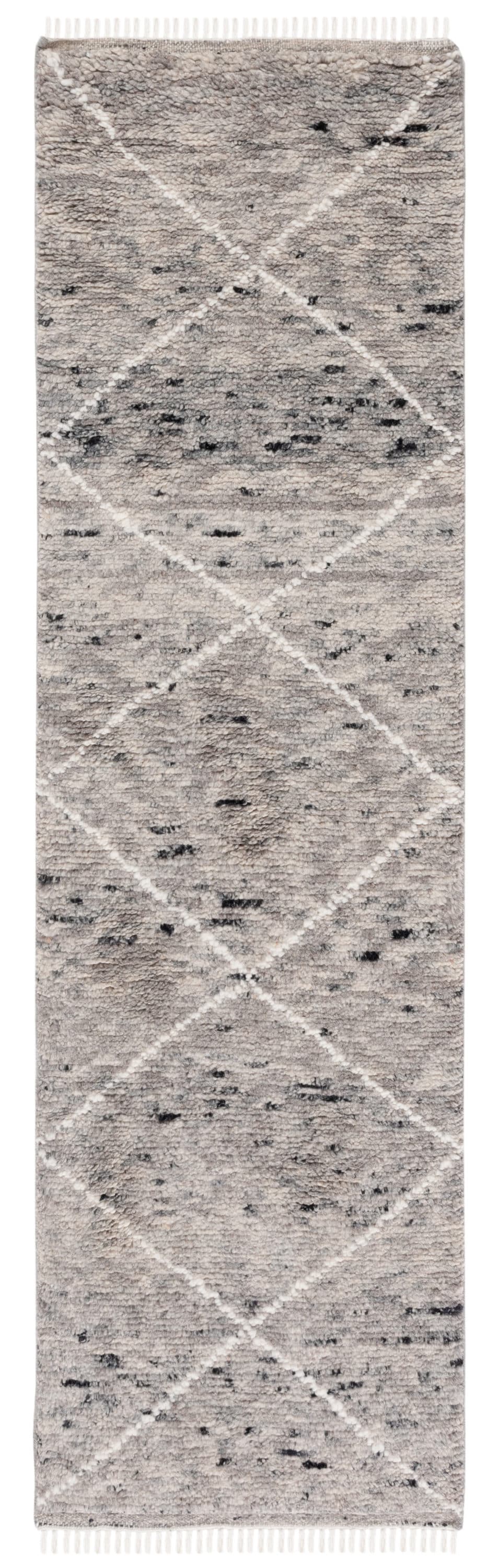 Safavieh CSB543F-28 Casablanca Belona 2 x 8 (ft) Knotted Wool Gray/Ivory Rectangular Indoor Geometric Farmhouse/Cottage Runner rug
