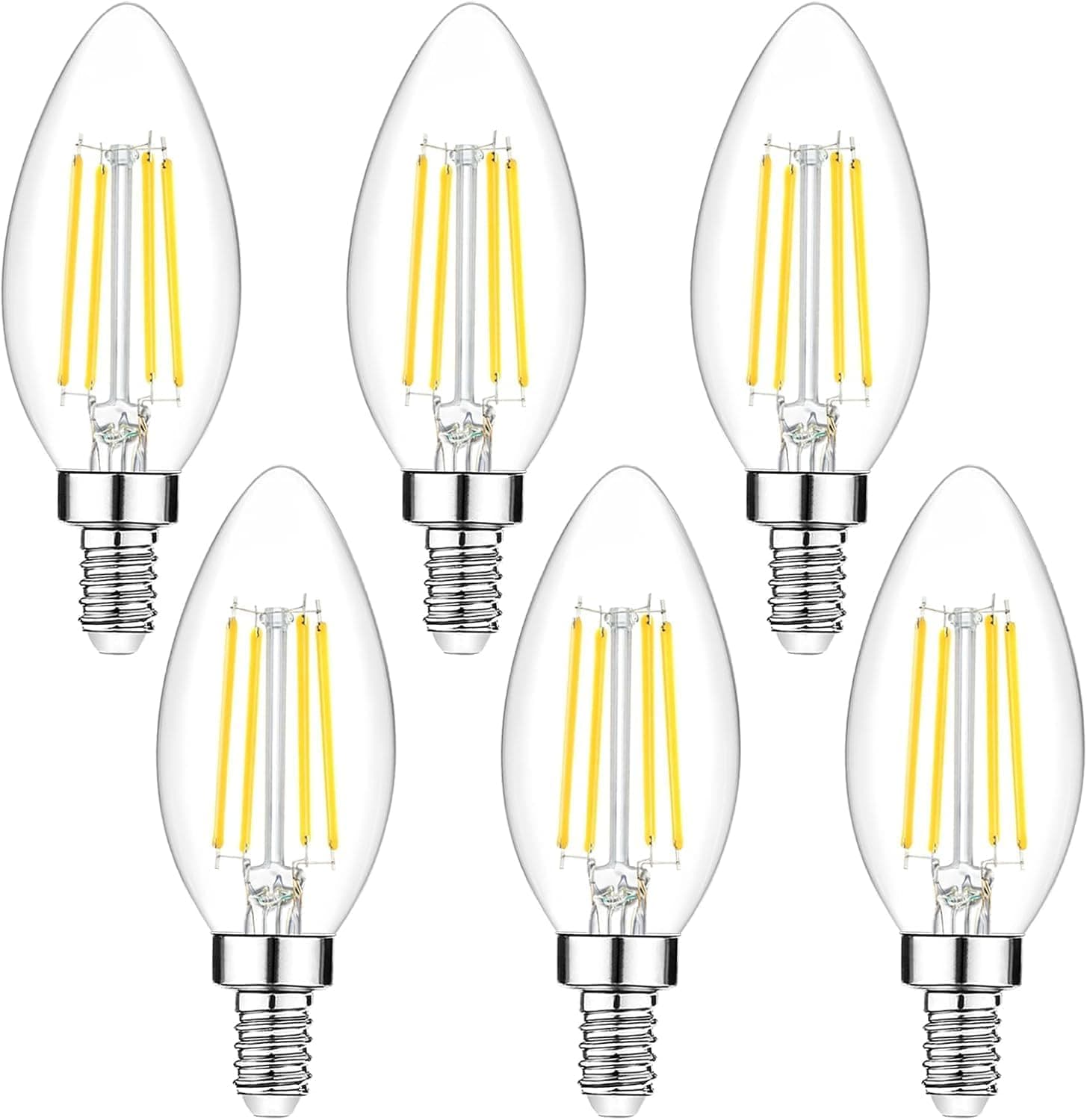 Nordic Hygge JGQ-LB-C35-4W-50-6 6Pack Dimmable E12 LED Candelabra Bulbs 40Watt Equivalent 5000K Daylight White 450Lumens 4W B11 Vintage Chandelier