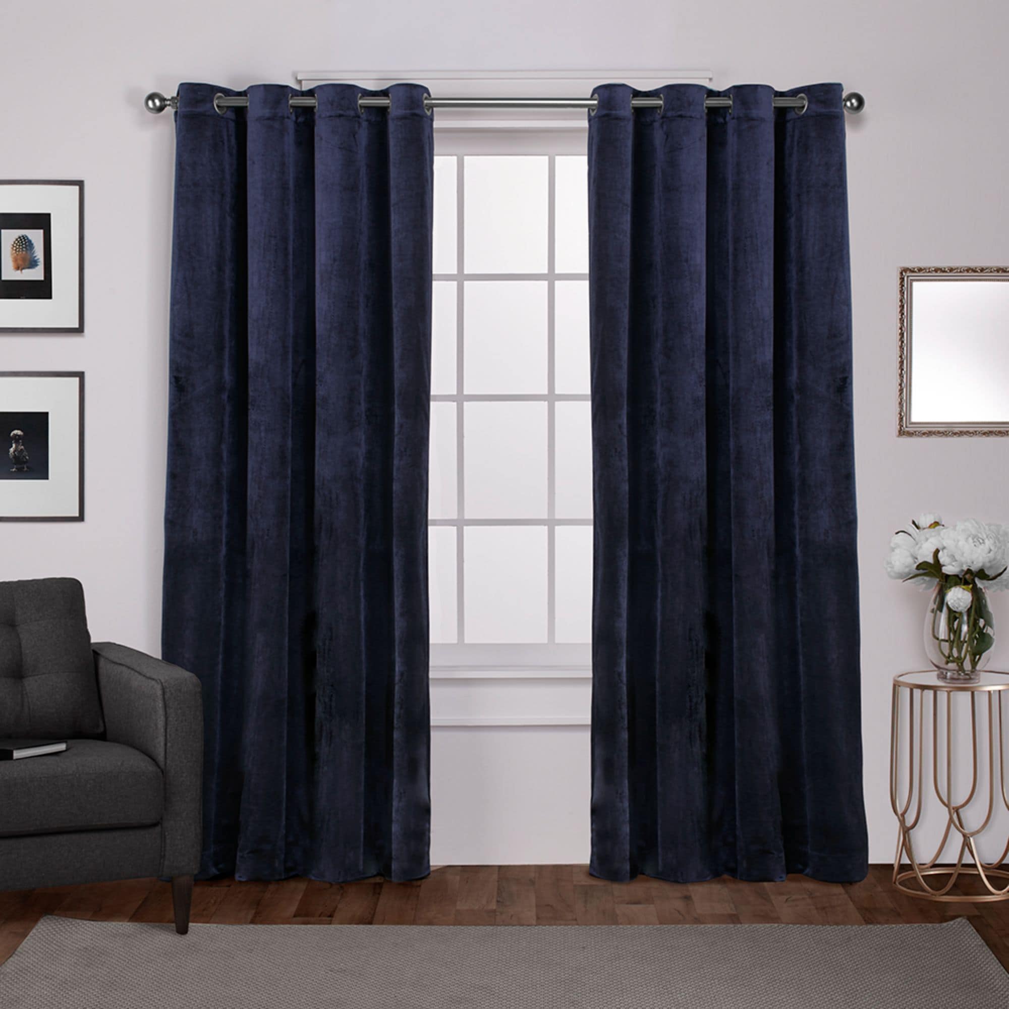 Exclusive Home EH8194-03 2-84G 84-Inches Navy Light filtering Grommet Curtain panel pair