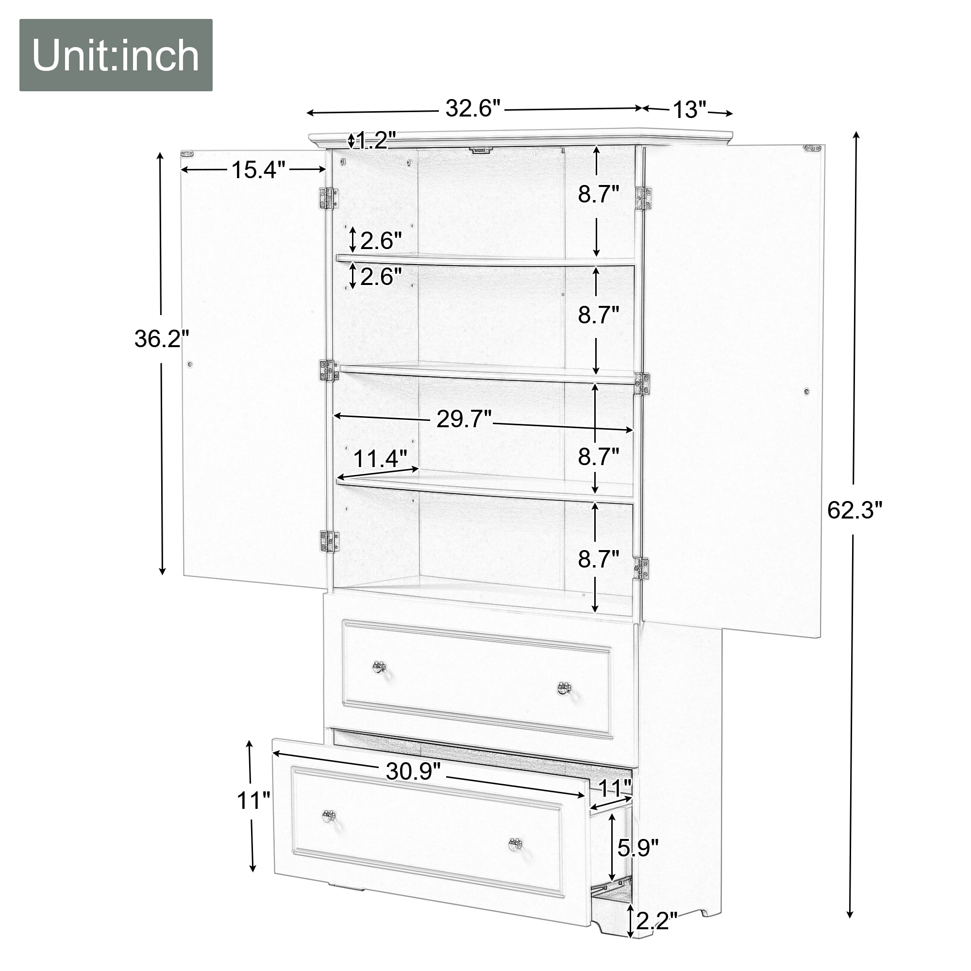 ModernLuxe L3P-WF312729AAE Bathroom-Wall-Cabinets - View #2