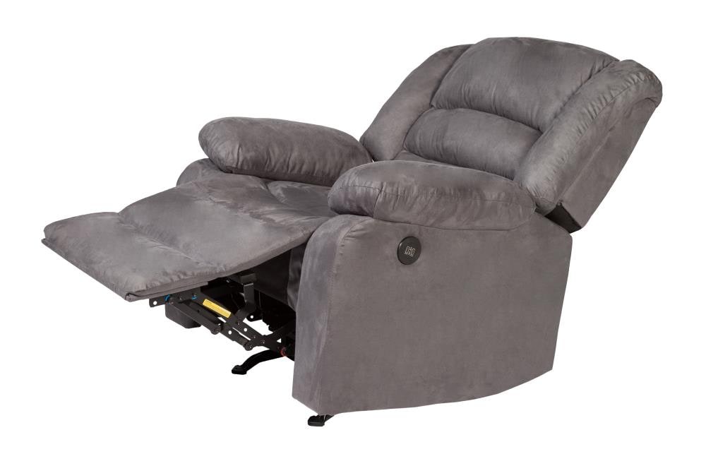 Onespace Longstreet Charcoal Synthetic Upholstered Swivel Massage Chair With Ottoman Set In The