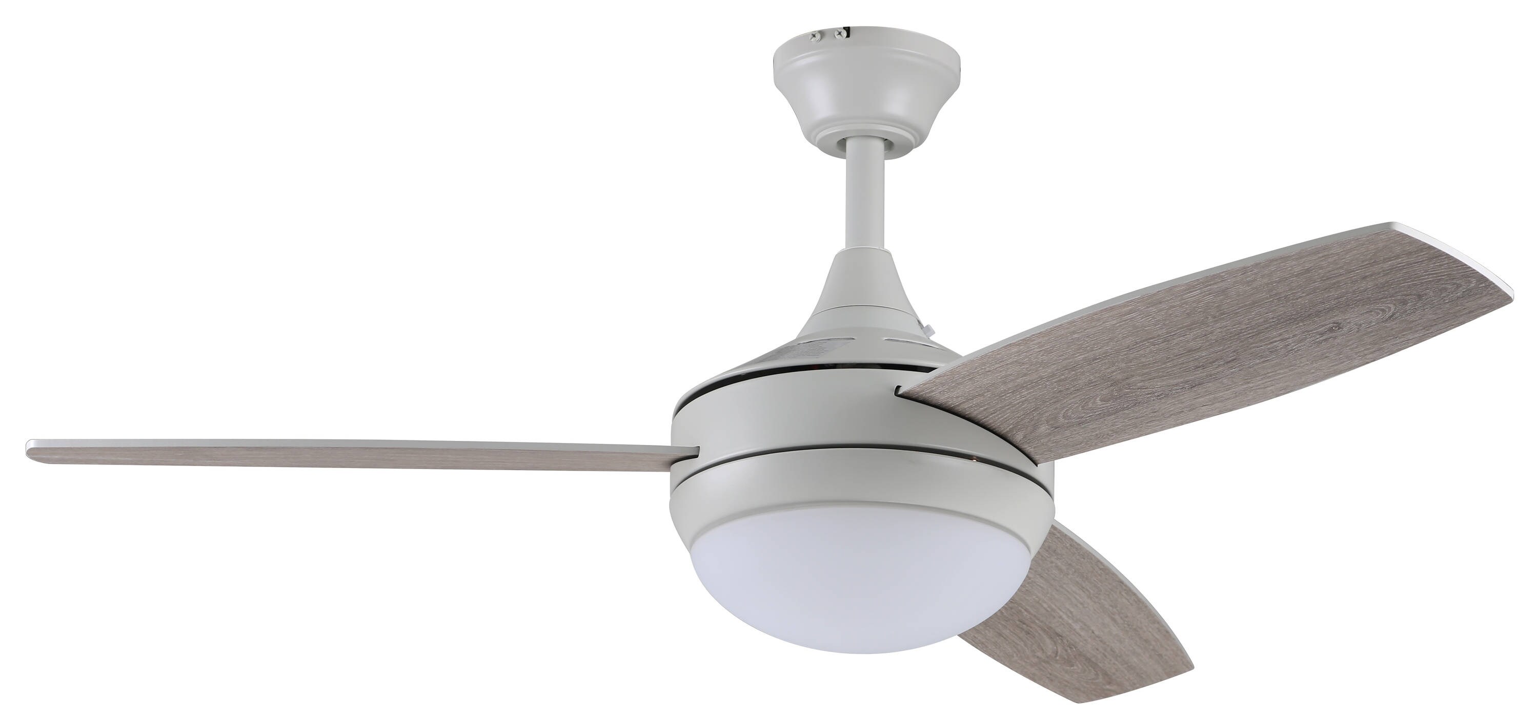 Harbor Breeze Beach Creek 52-in White with White/Barnwood Blades Integrated LED Indoor Downrod or Flush Mount Ceiling Fan with Light and Remote (3-Blade)