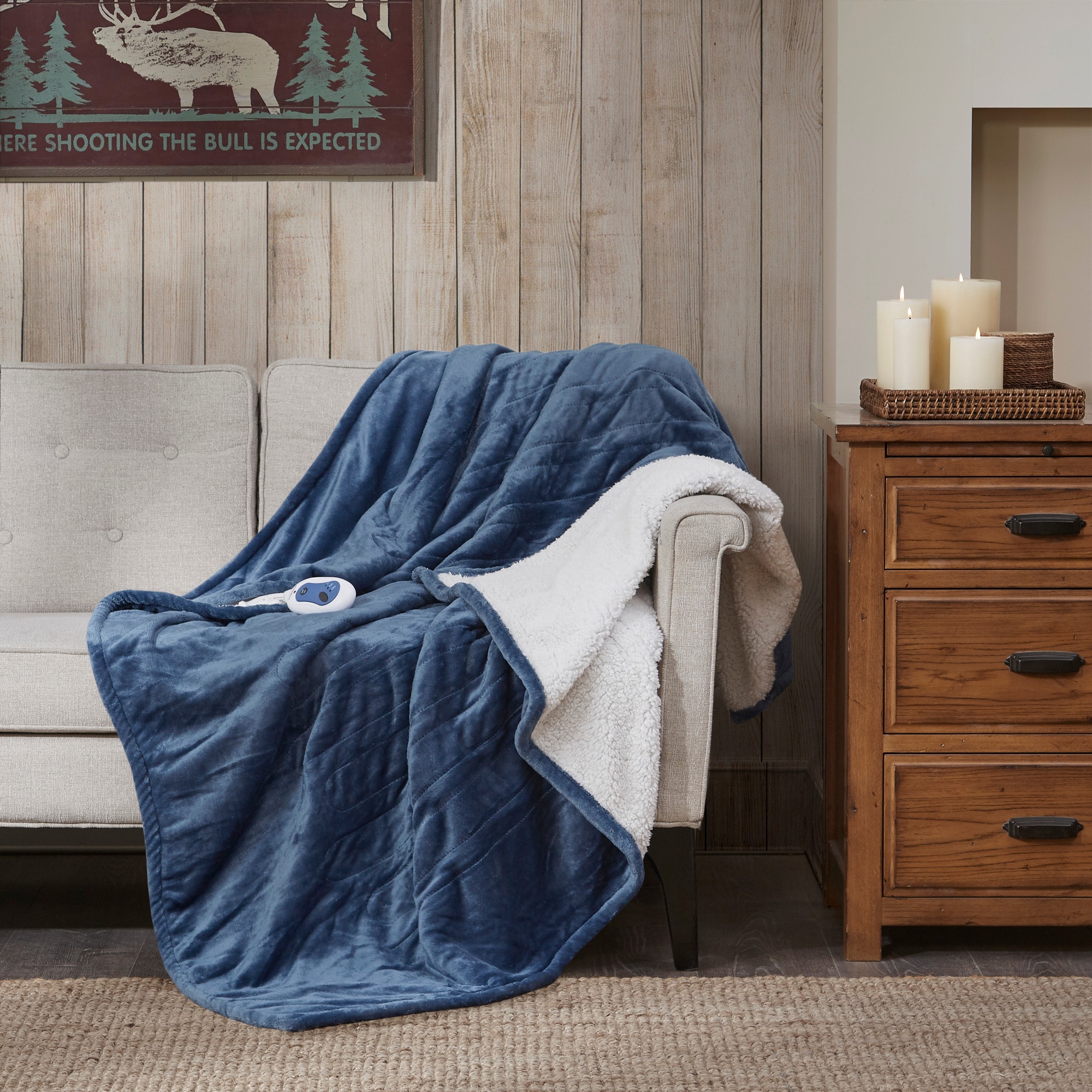 WOOLRICH WR54-1768 Sapphire Blue 60-in x 70-in Polyester Heated blanket