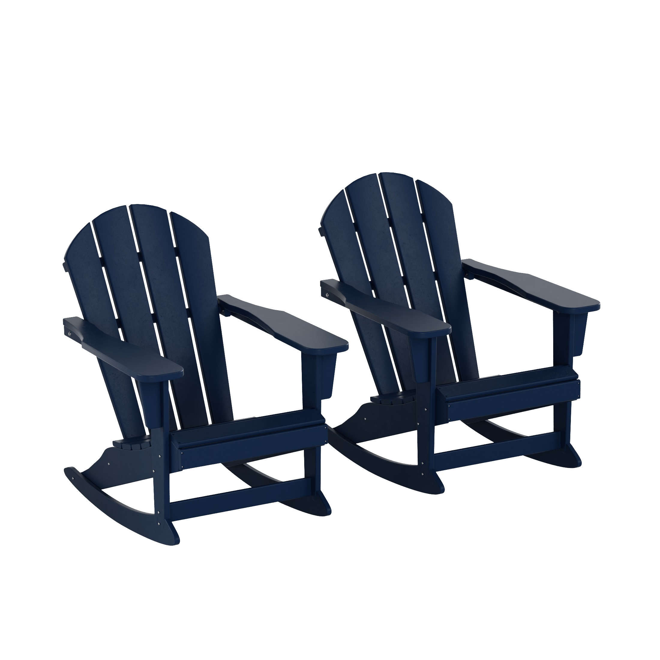 Westin Furniture 2001-RC-NB2 Laguna Set of 2 Navy Blue HDPE Frame Rocking Chair with Slat Seat