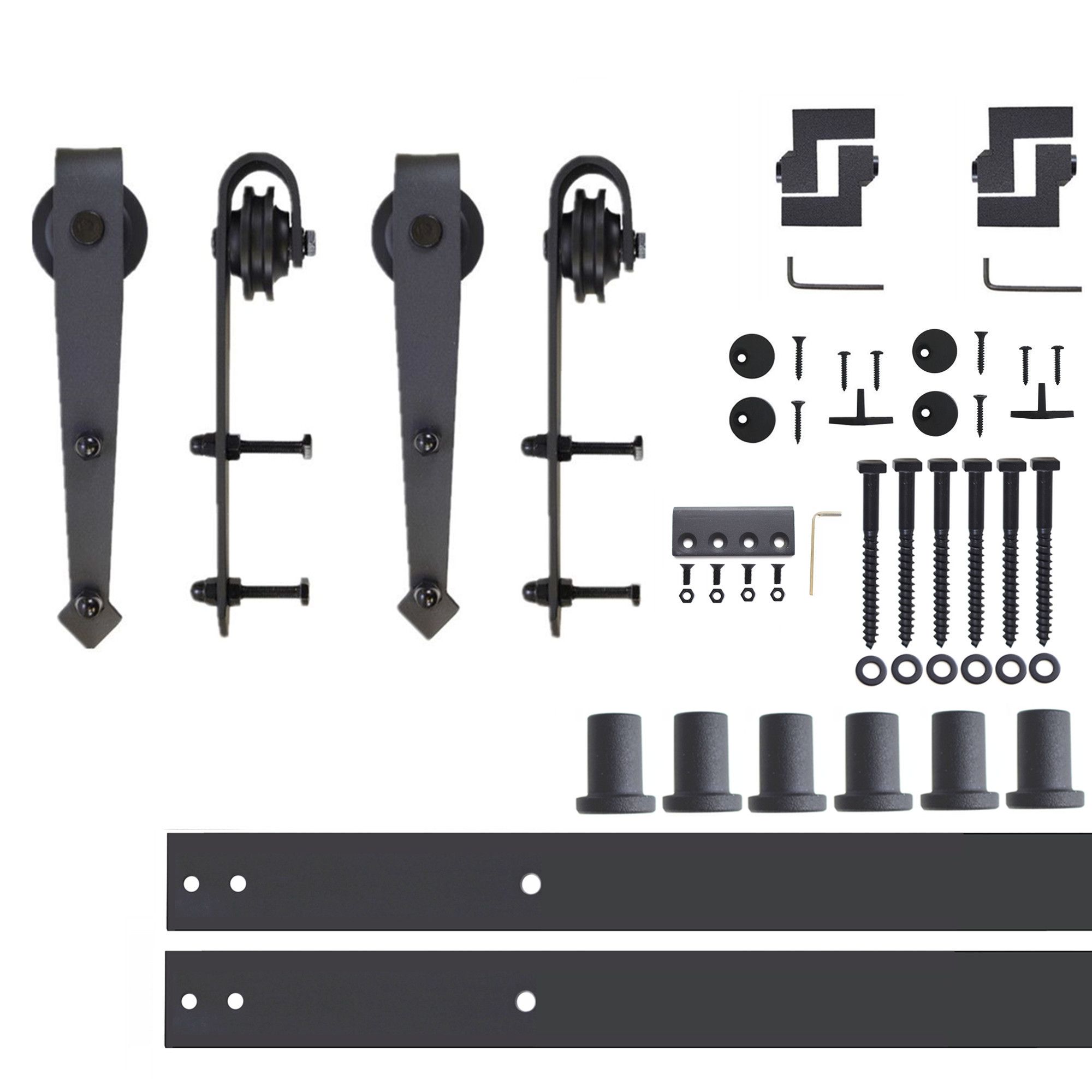 HOMACER 144-in Rustic Black Indoor Spoke Wheel Single Barn Door Hardware Kit HL1TGH144C Sansujyuku sansujyuku.com