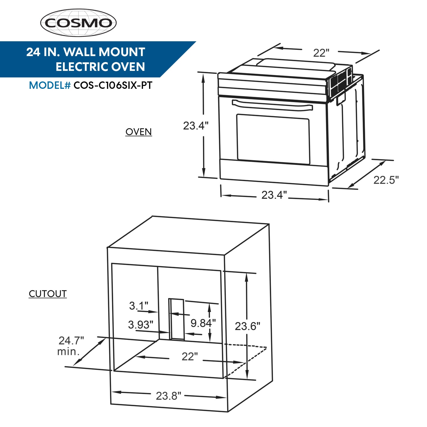 Cosmo C106SIX-PT Swall-Elec-Oven - View #5