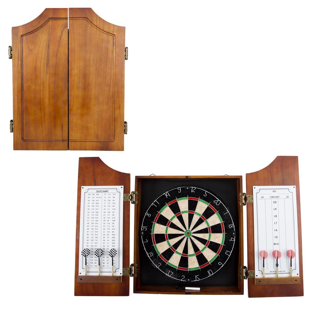 Toy Time Dart Board Cabinet Set, Pine 21.5-in Brown Wood Dartboard Cabinet  with Dartboard in the Dartboard Cabinets department at
