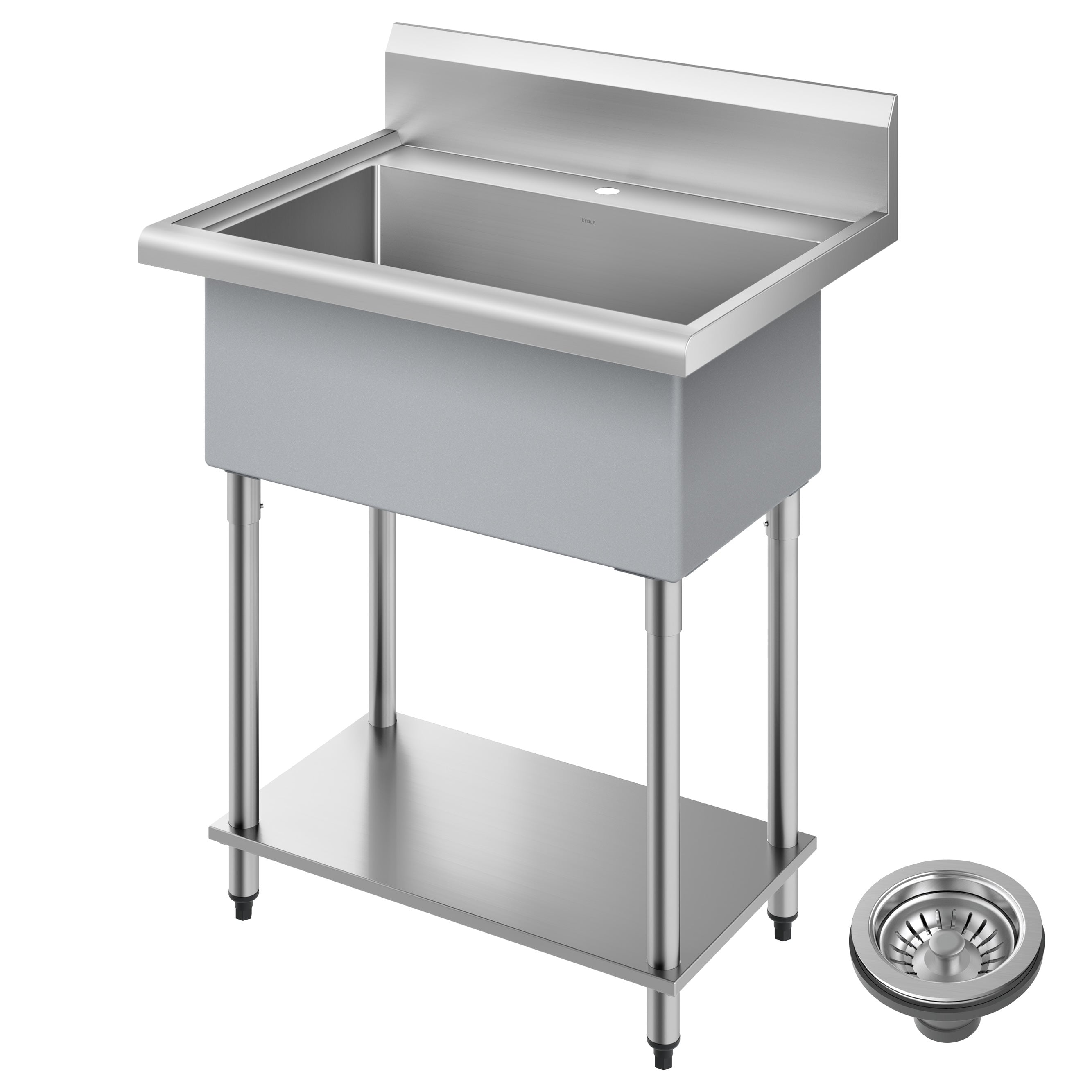 Kraus KHS230-32 Standart Pro 24-in x 32-in 1 -Basin Stainless Steel Freestanding Laundry sink with Drain
