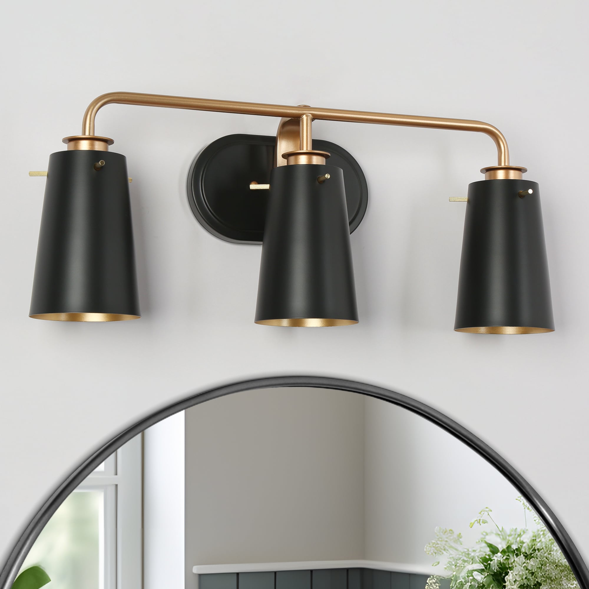 ZEVNI L3A6VAIJW54W3SB8 Konrad 22.5-in 3 -Light Matte Black Industrial Vanity light bar