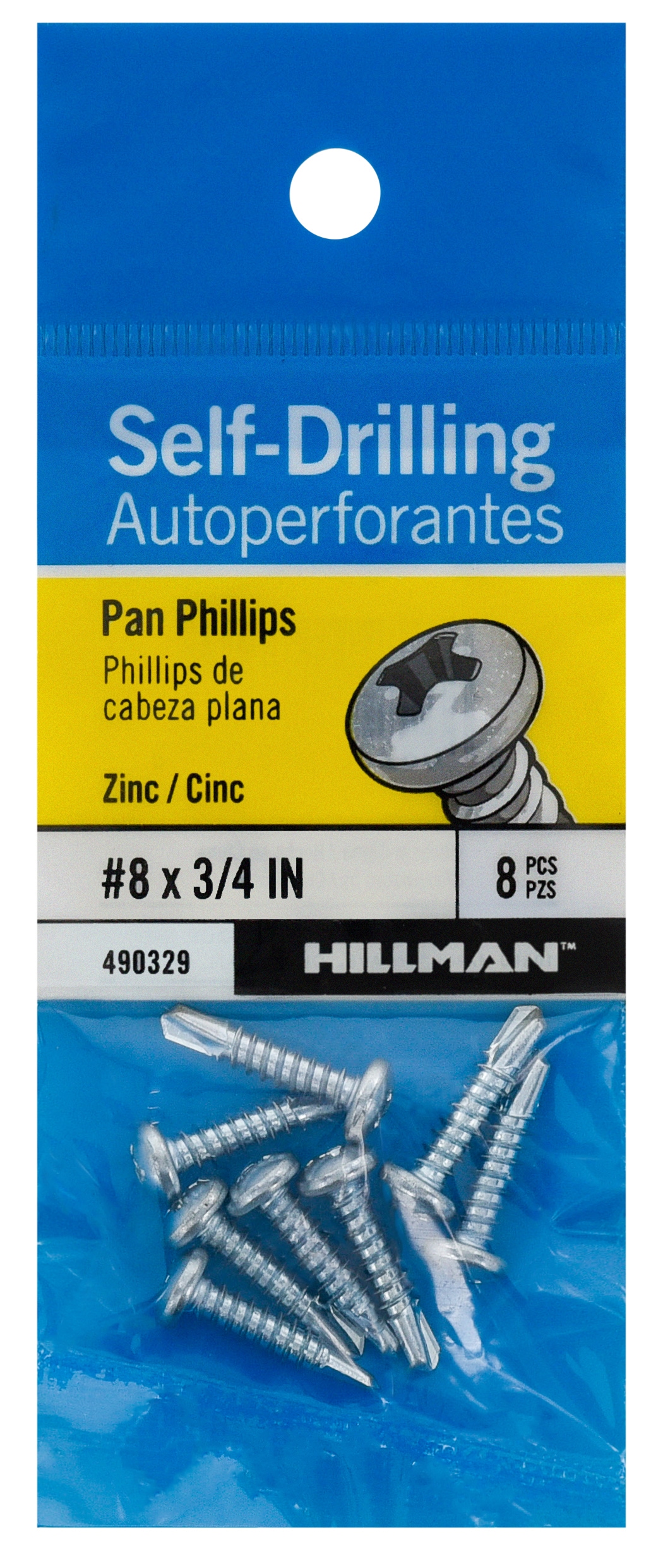 Hillman 490329 #8 x 3/4-in Phillips -Drive Self-drilling Sheet Metal Screws 8 -Count
