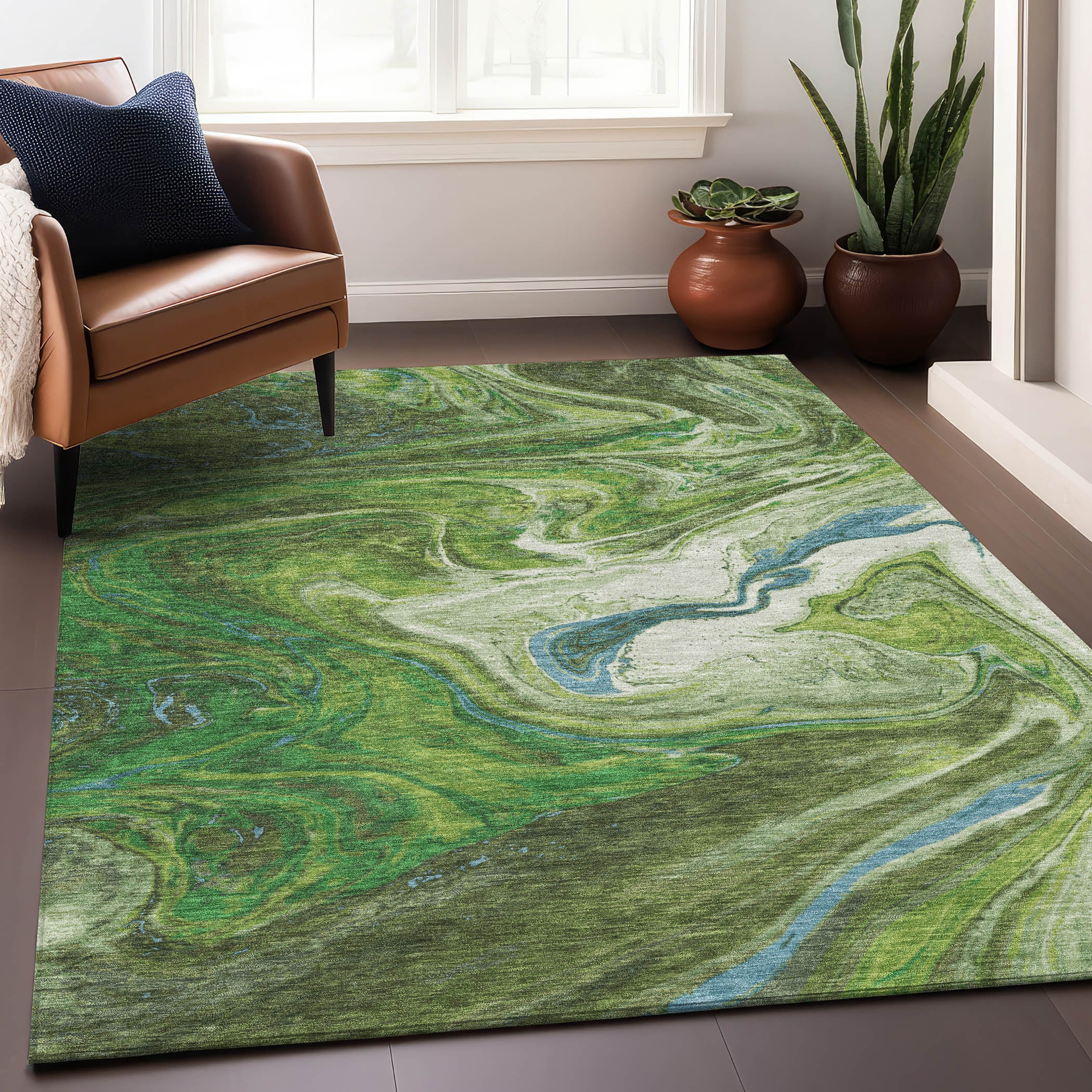 Addison Rugs ACN1061GE3X5 Chantille ACN1061GE 3 x 5 (ft) Polyester Green Rectangular Indoor/Outdoor Geometric Machine washable Area rug