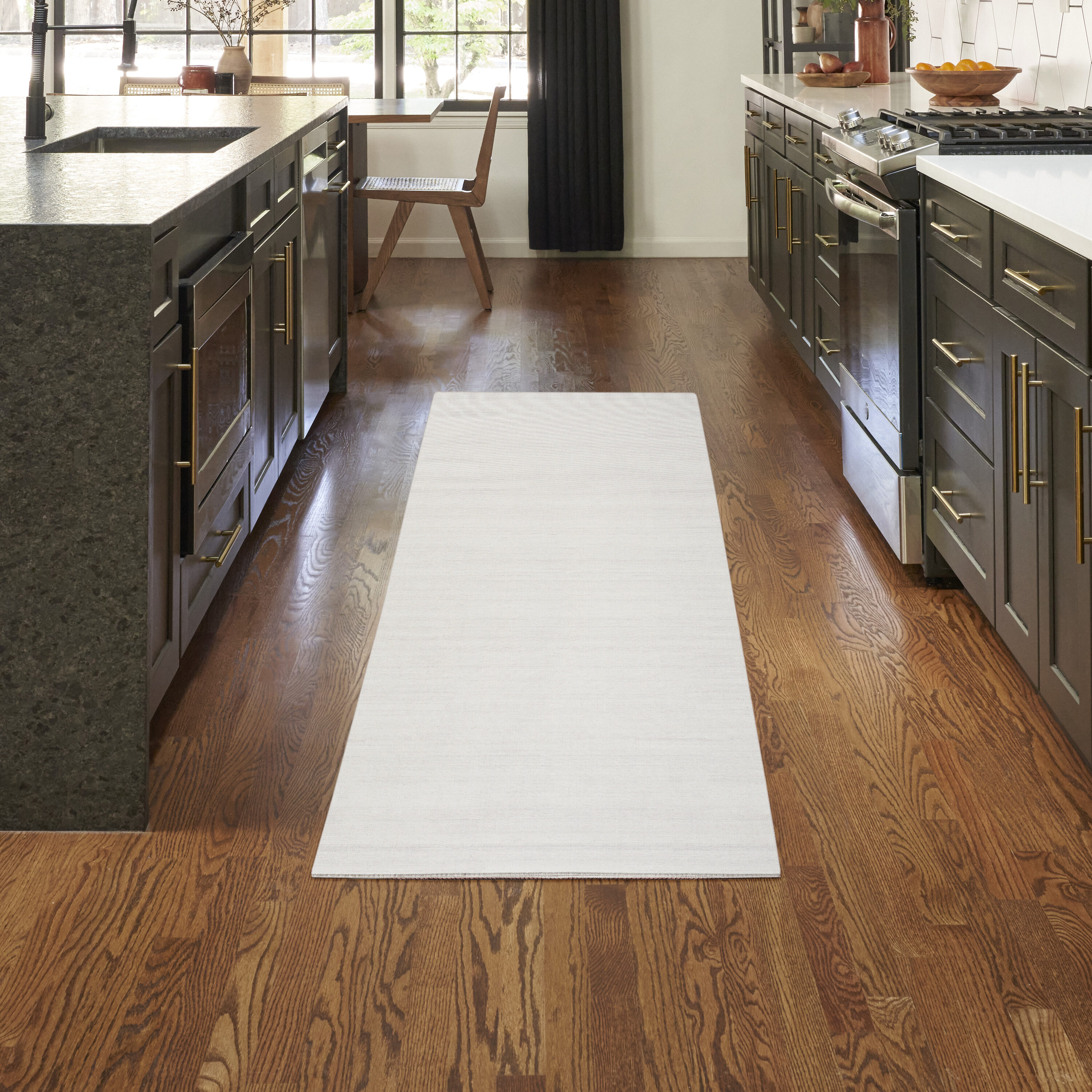 Nourison Home 099446950239 2 x 6 (ft) Cotton/Polyester Ivory Grey Rectangular Indoor Solid Machine washable Runner rug