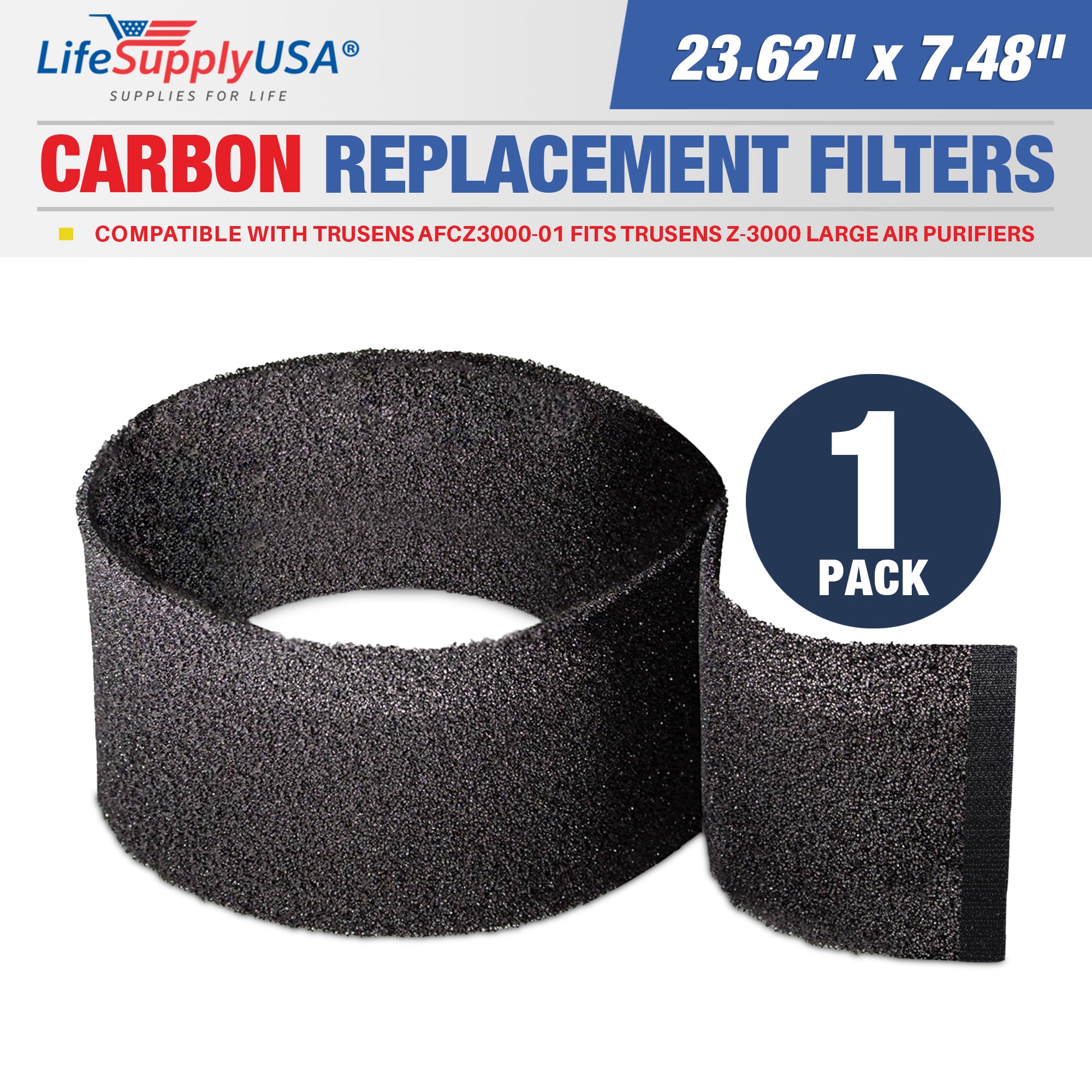 LifeSupplyUSA ER820-HD 7.48-Inches W x 23.62-Inches H x TruSens AFCZ3000-01 fits Z-3000 Large Non-HEPA Air Purifier Filter