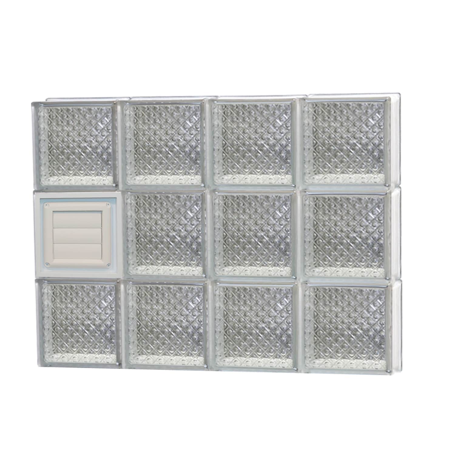 REDI2SET D3224DP Diamond Glass 31-in x 23-1/4-in Frameless Replacement Dryer vent Glass Block Window