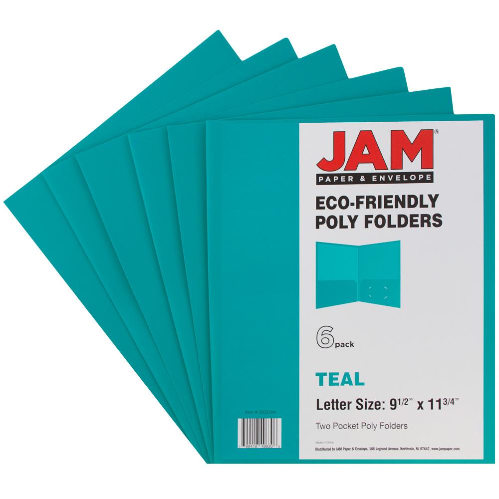 JAM Paper 6-Pack Teal Plastic 9-in x 12-in Pocket Folder at Lowes.com