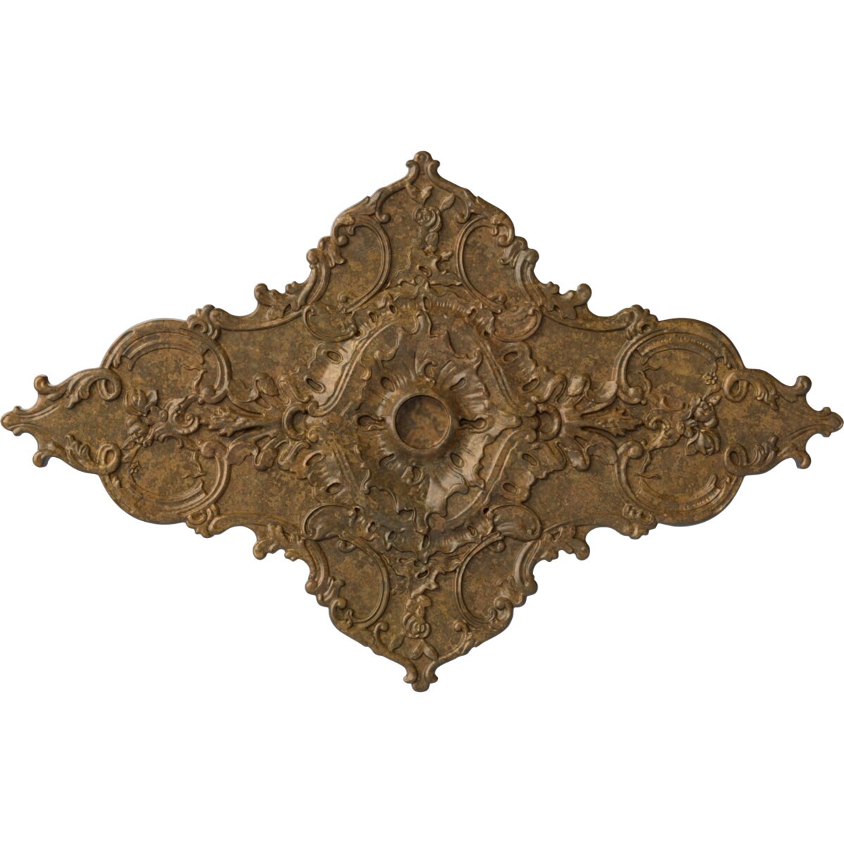 Ekena Millwork CM70X43MLRZS Melchor Diamond 67.25-in W x 43.325-in L Painted Rubbed Bronze Polyurethane Whole Ceiling Medallion