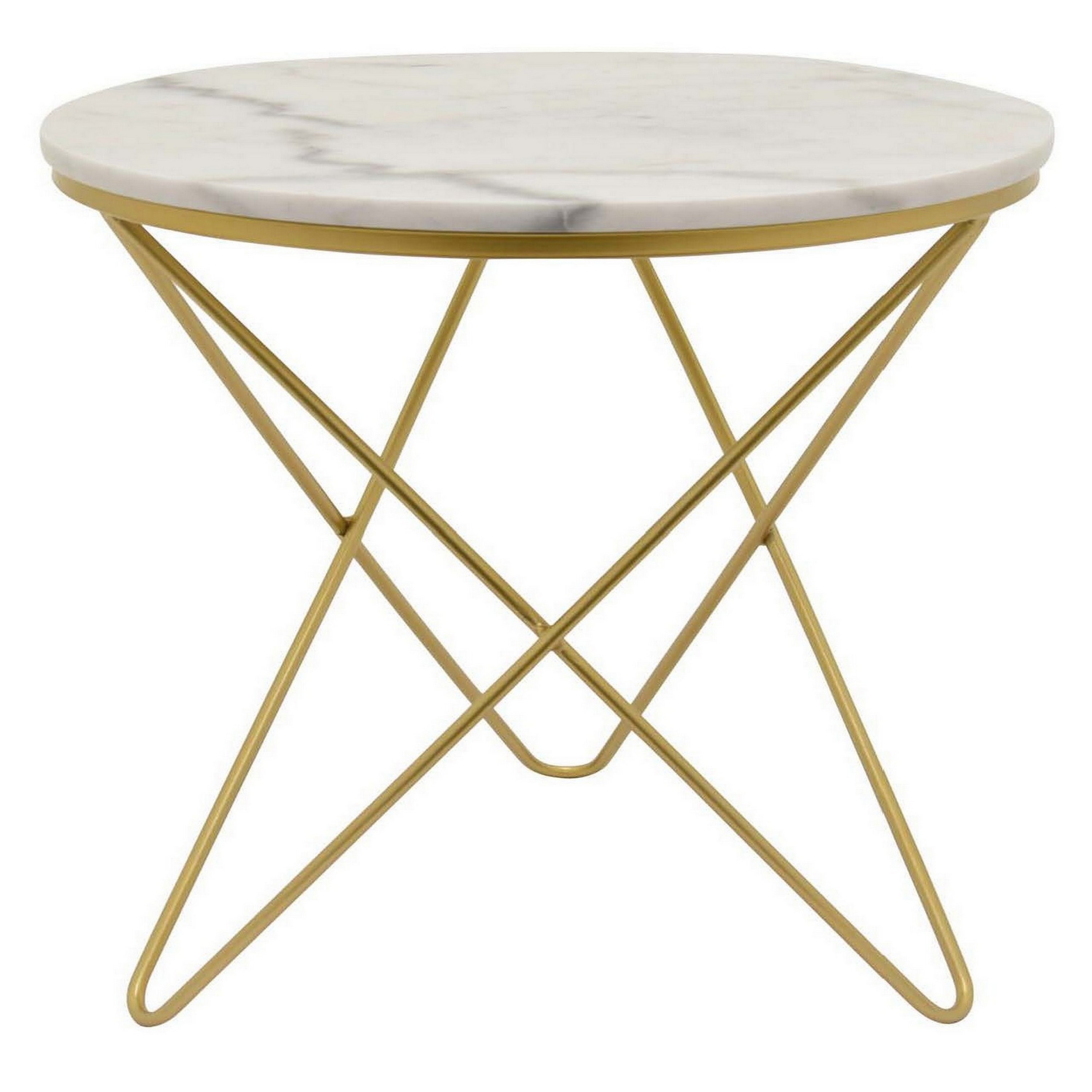 Benzara BM315703 23.75-Inches H x 19.75-Inches W Gold Indoor/Outdoor Round Marble Plant Stand
