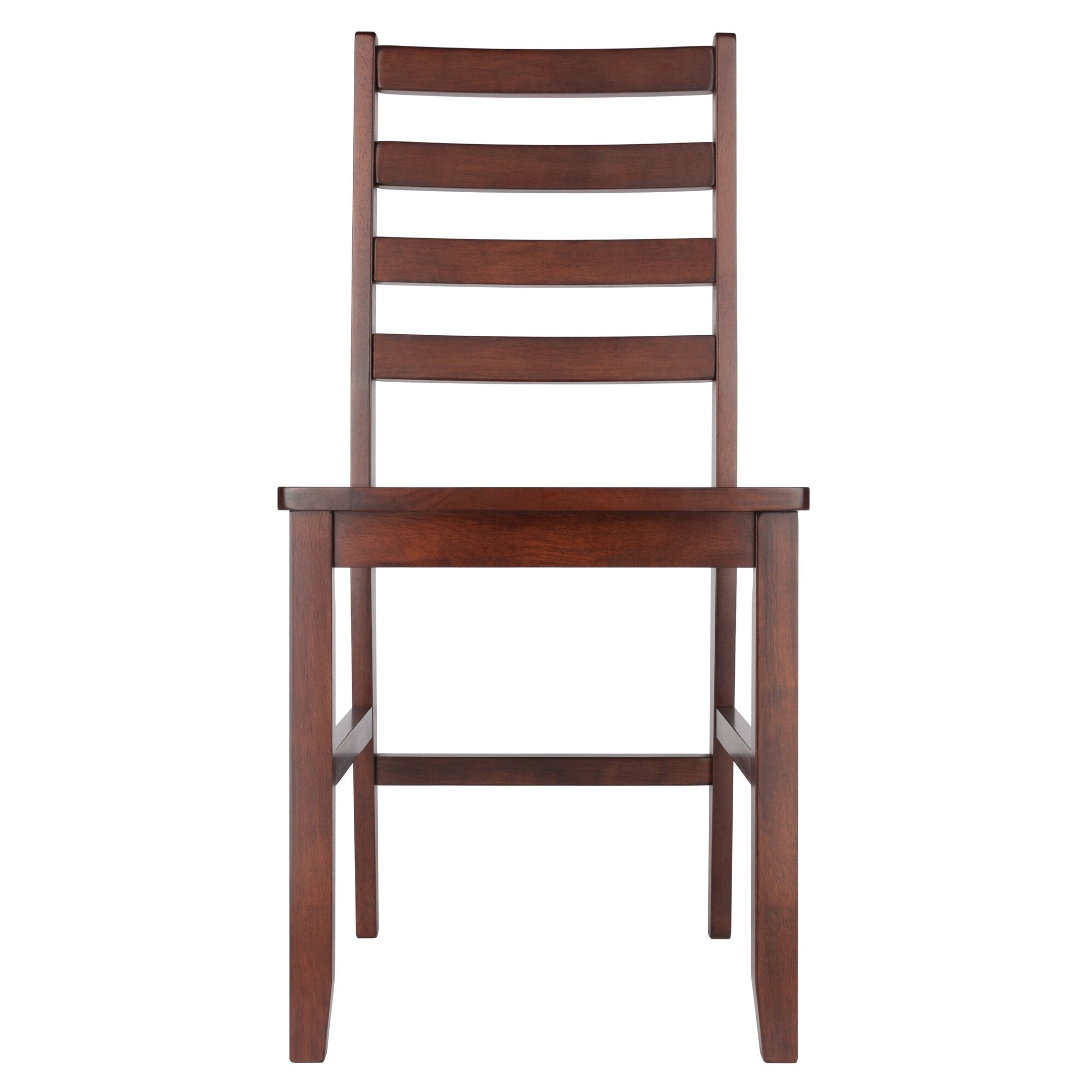 Transitional High Slat Ladderback Side Chair in Rich Walnut