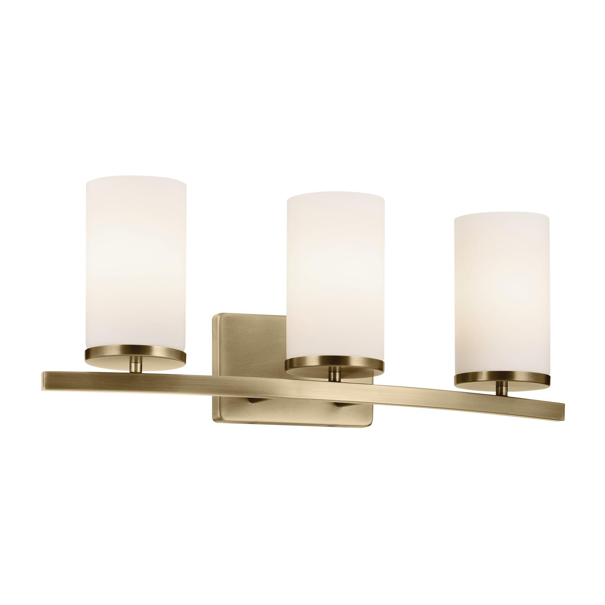 Natural Brass 23" Vanity Light with Satin Etched Opal Glass Shades