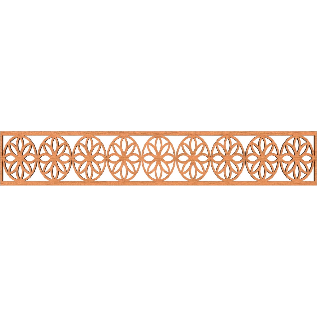 Ekena Millwork MLDB08X46BLUCH Blume Fretwork Flat Trim 8-in x 3.89-ft Cherry Brown Unfinished 2156377 Pierced Wall Panel Moulding