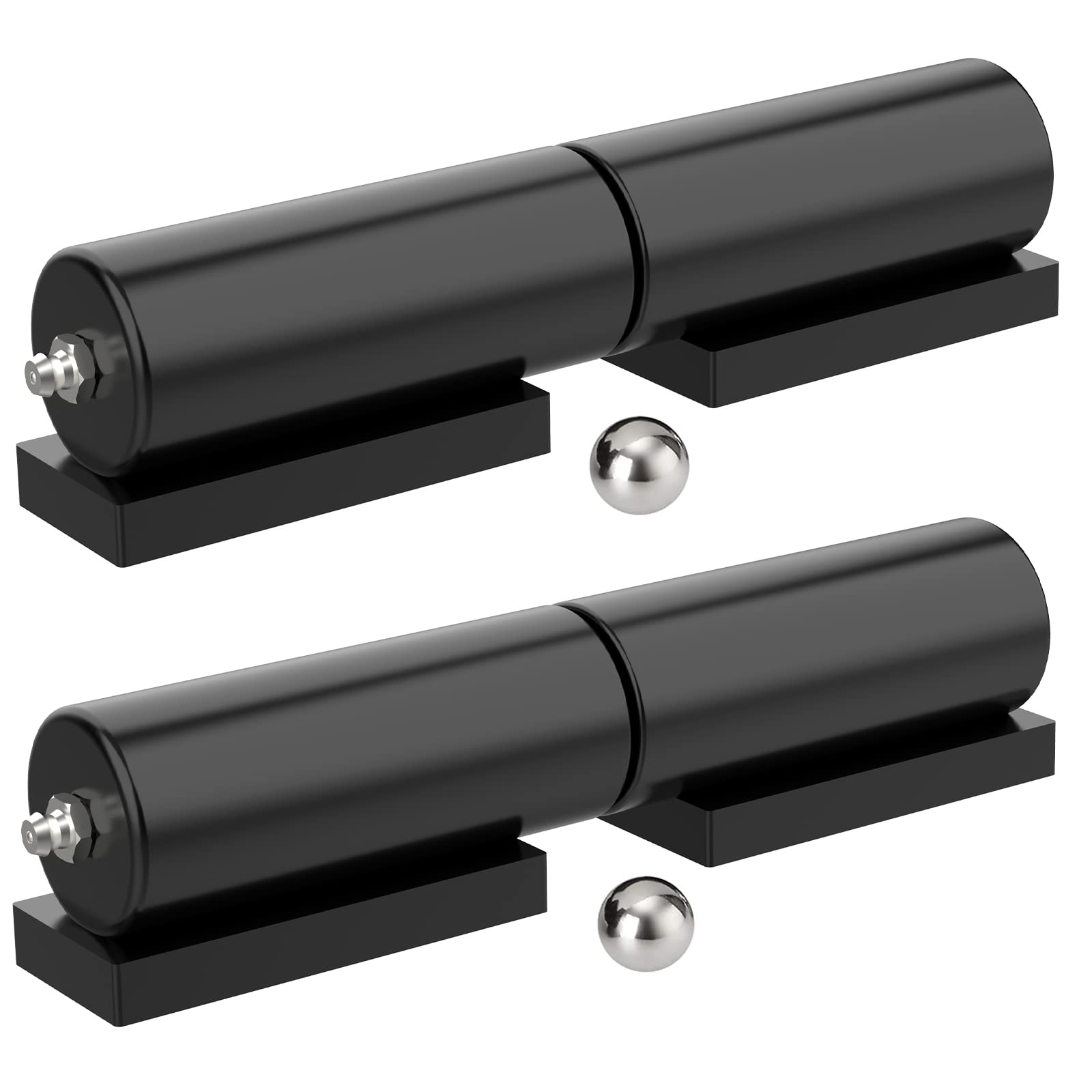 Ahfiwaso  Heavy Duty Gate Hinges 7 Inches 2 Pack Weld On Install Black Iron Barrel Hinge 900lbs Capacity for Swing Door Trailer Ramp Metal