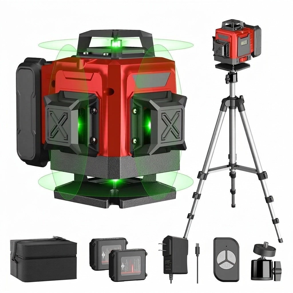Etokfoks  Laser Level with Tripod Self Leveling 4x360 Degree Green Line 4D Laser Level Tool for Picture Hanging Tile Home