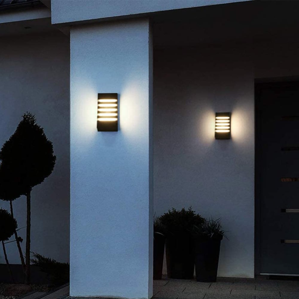 Sleek 9.75" Black LED Outdoor Wall Lantern with Dimmable Light
