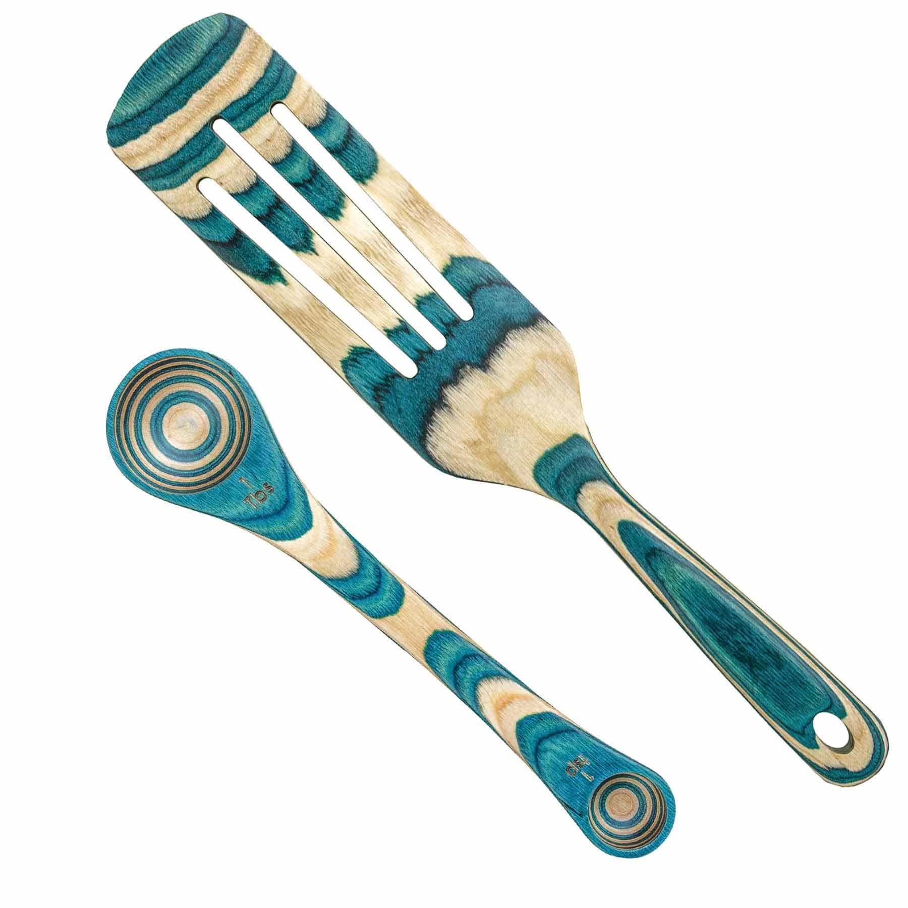 Totally Bamboo Baltique Mykonos 2-Piece Wooden Cooking Utensil Set with Spurtle and Measuring Spoon