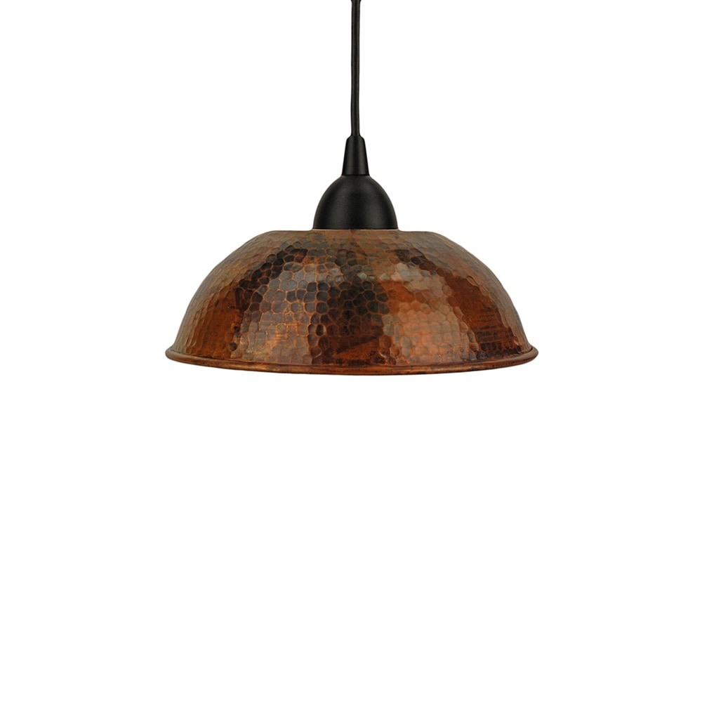 Elegant Hand Hammered 8.5" Copper Dome Pendant Light in Matte Black