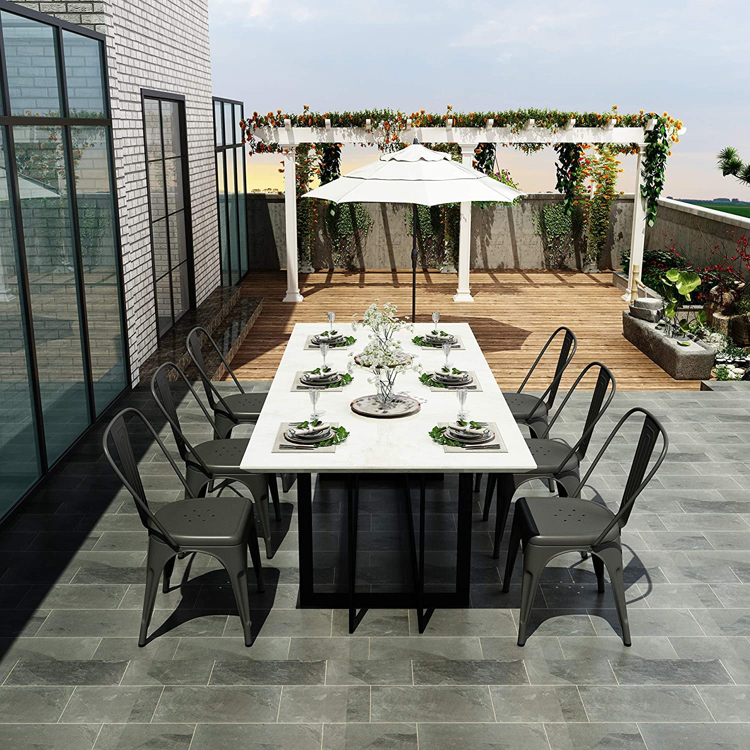 CASAINC YY0001A-GR Dining-Chairs - View #3