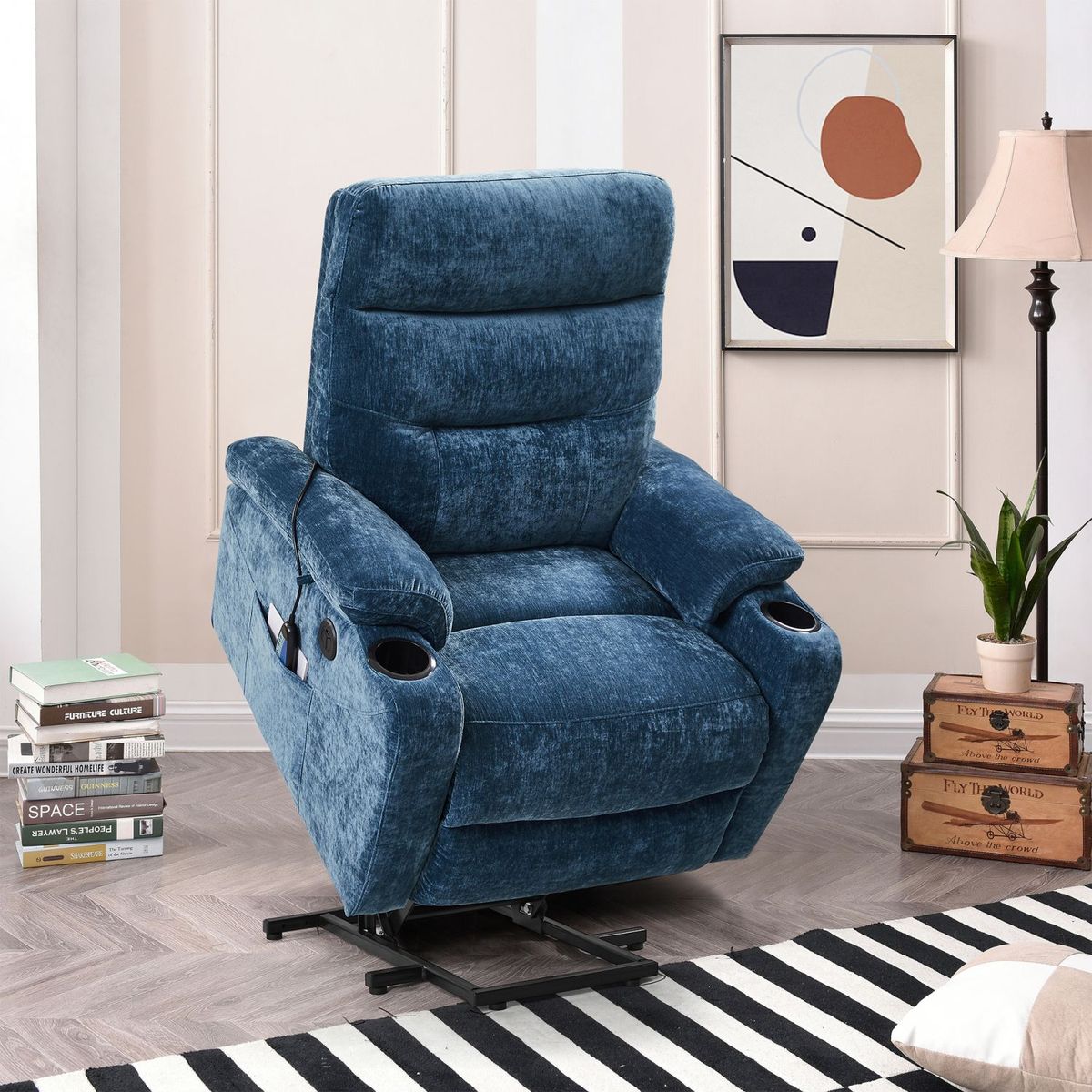 JASMODER W820S00008 38.3-in Modern Blue Polyester/Blend Sofa