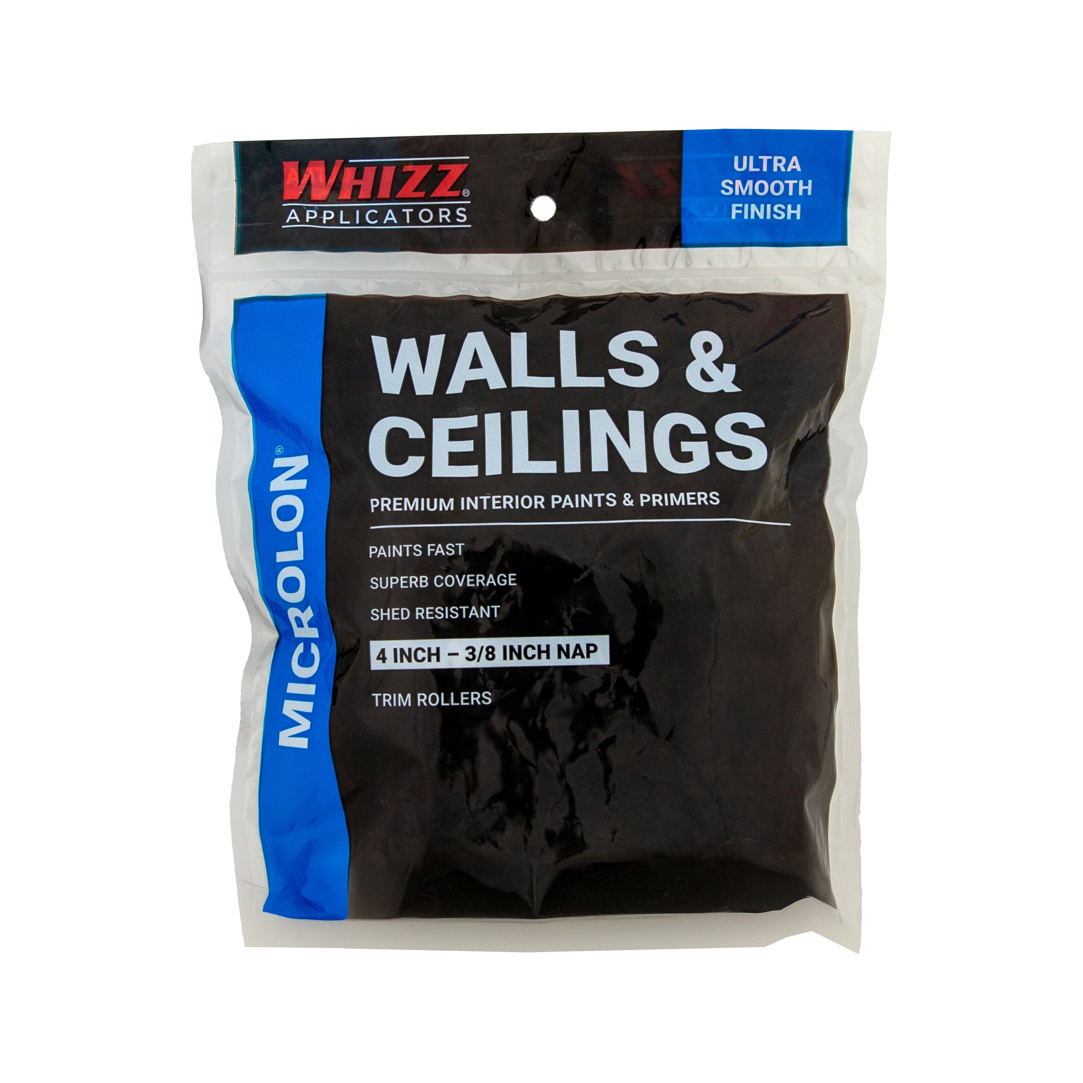 WHIZZ 96571 2 -Pack 4.0-in x 3/8-in Nap MICROLON Ceilings and Walls Trim Woven Synthetic blend Paint Roller Cover