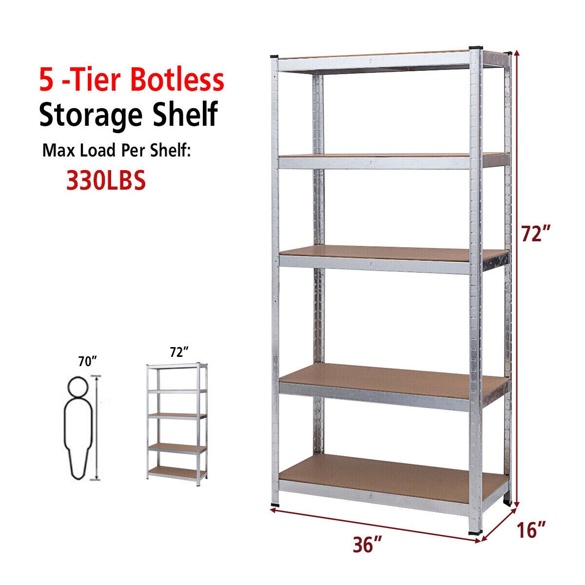 Goplus 5-Tier Metal Storage Shelves 60 inch Garage Rack W/Adjustable Shelves  Blue in the Column Shelves department at