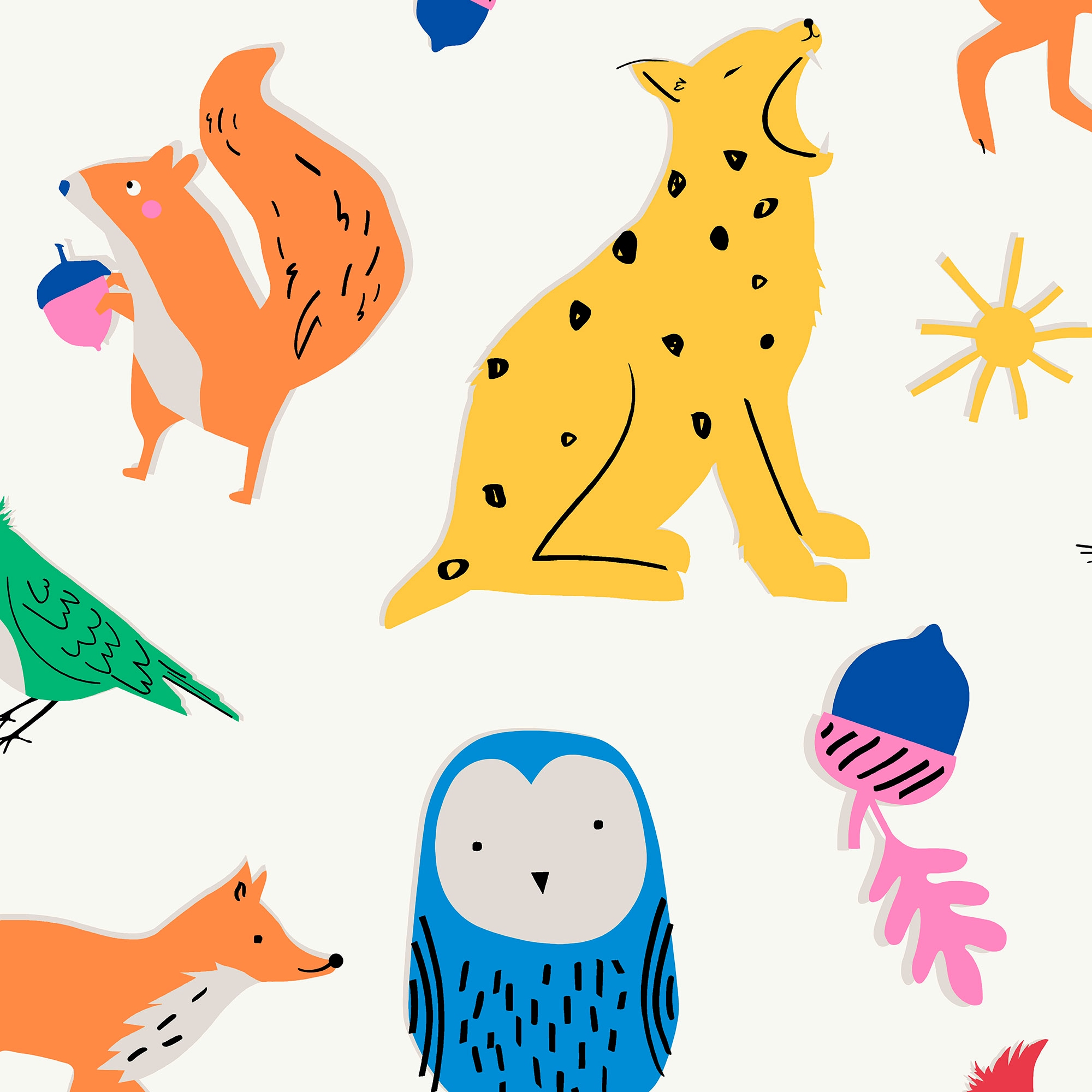 Joules 11858794 Children's 8-Inches White/Rainbow Non-woven Animals 56-Sq. Feet Unpasted Paste the wall Wallpaper Sample