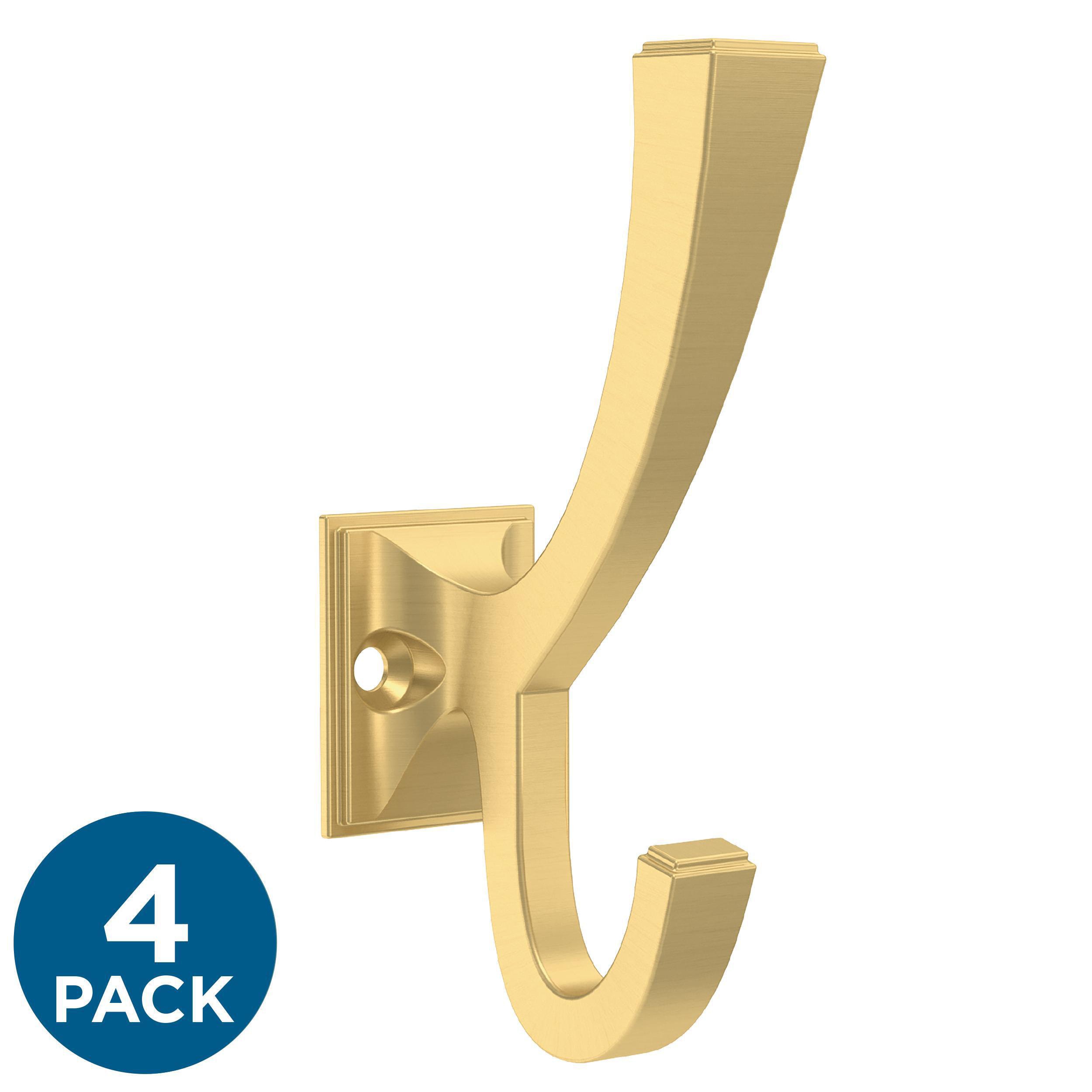 Franklin Brass 4-Pack 2-Hook 1.01-in x 1.3-in H Modern Gold Decorative Wall Hook (35-lb Capacity) | B47250K-117-C