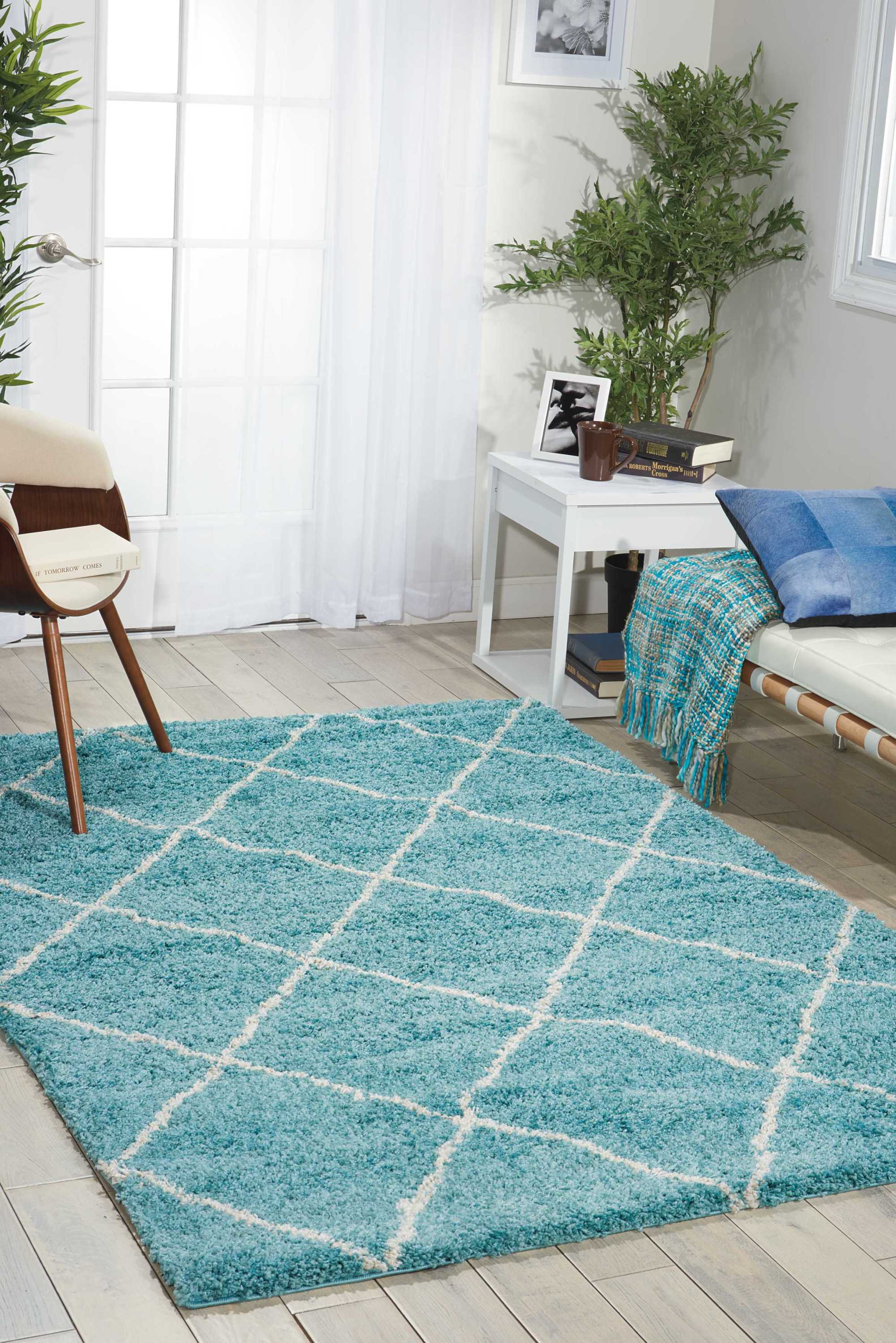 Brisbane 5 X 8 (ft) Aqua Indoor Abstract Area Rug in Blue | - Nourison 20180