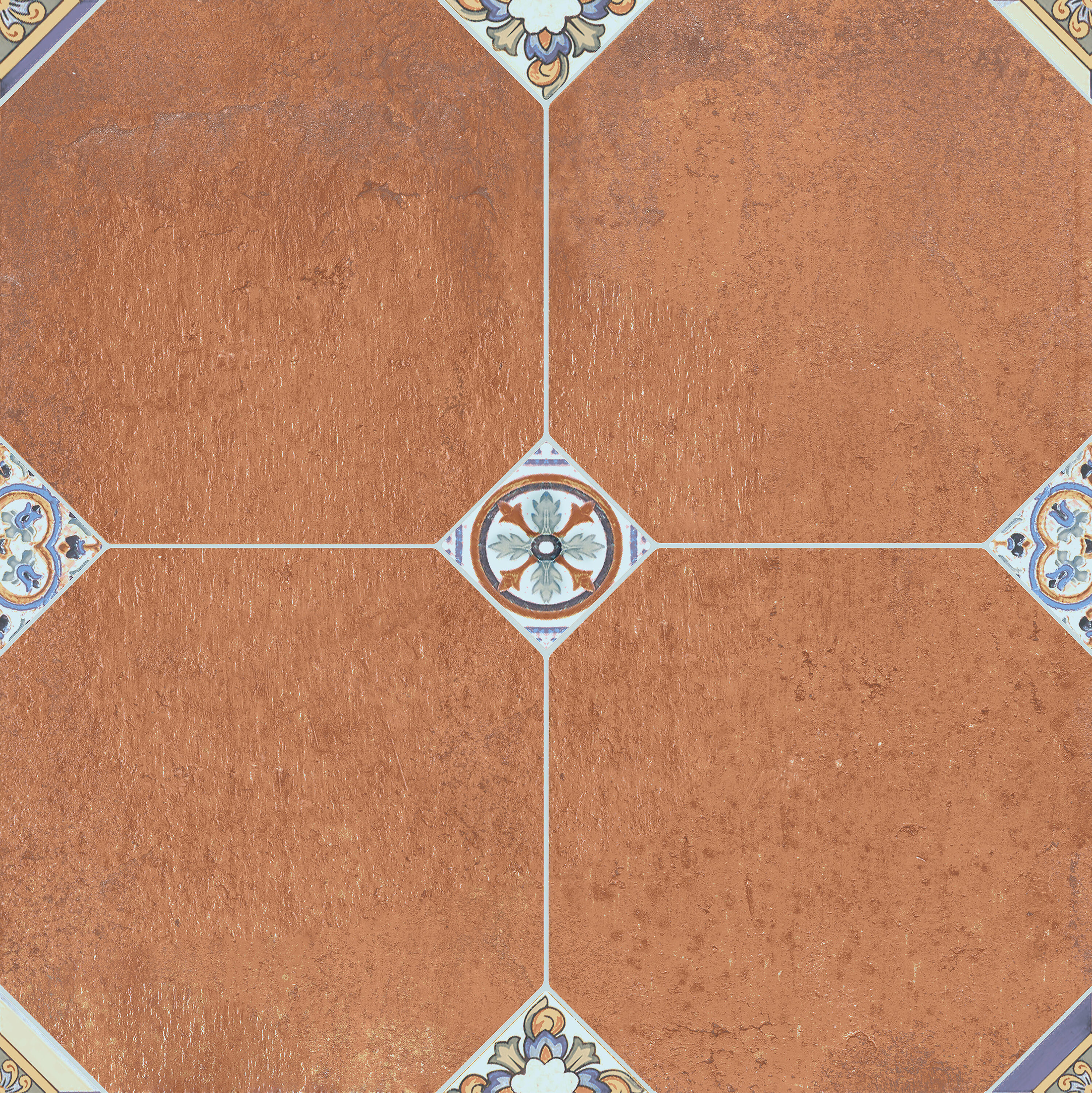 Affinity Tile FEM13MNCD Manises Cuero 13-1/8-in x 13-1/8-in Multi-finish Porcelain Patterned Floor and Wall Tile (10.98-sq. ft/ Carton)
