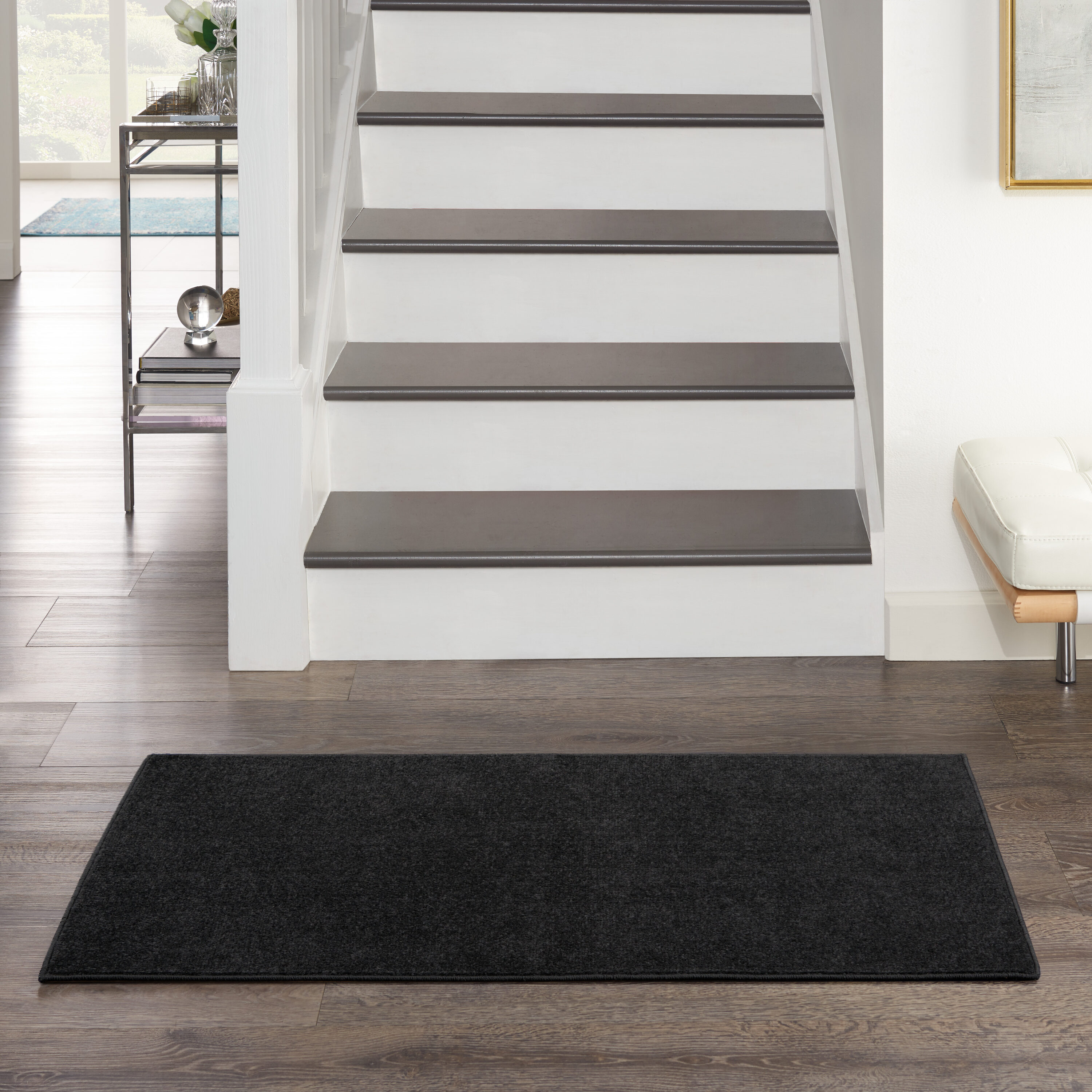 Nourison 99446821614  Essentials 2 x 4 (ft) Loomed Polypropylene Black Rectangular Indoor/Outdoor Solid Runner rug