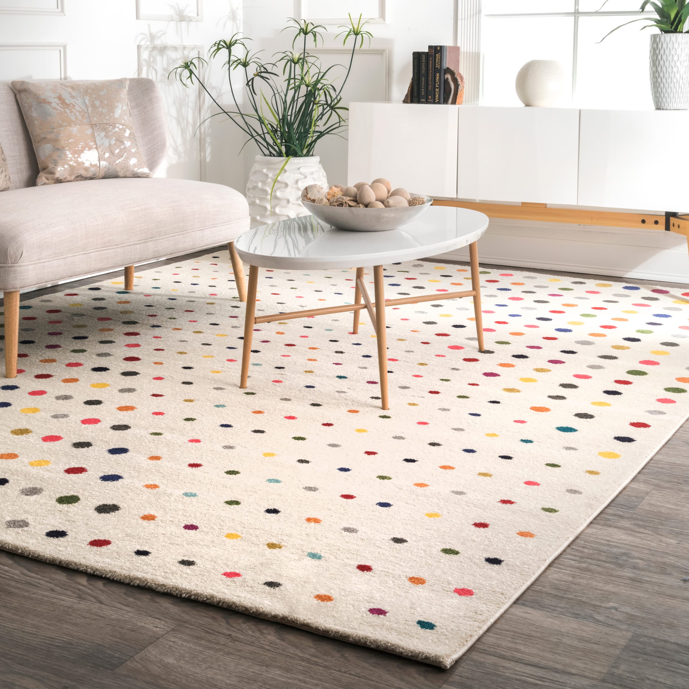 Albina 3' x 5' Multicolor Polka Dot Handmade Rug