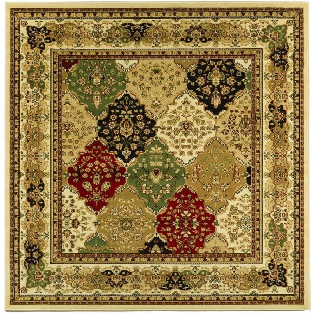 Safavieh LNH221A-6SQ Lyndhurst Diamond Baktiari 6 x 6 (ft) Loomed Polypropylene Multi/Ivory Square Indoor Floral/Botanical Oriental Area rug
