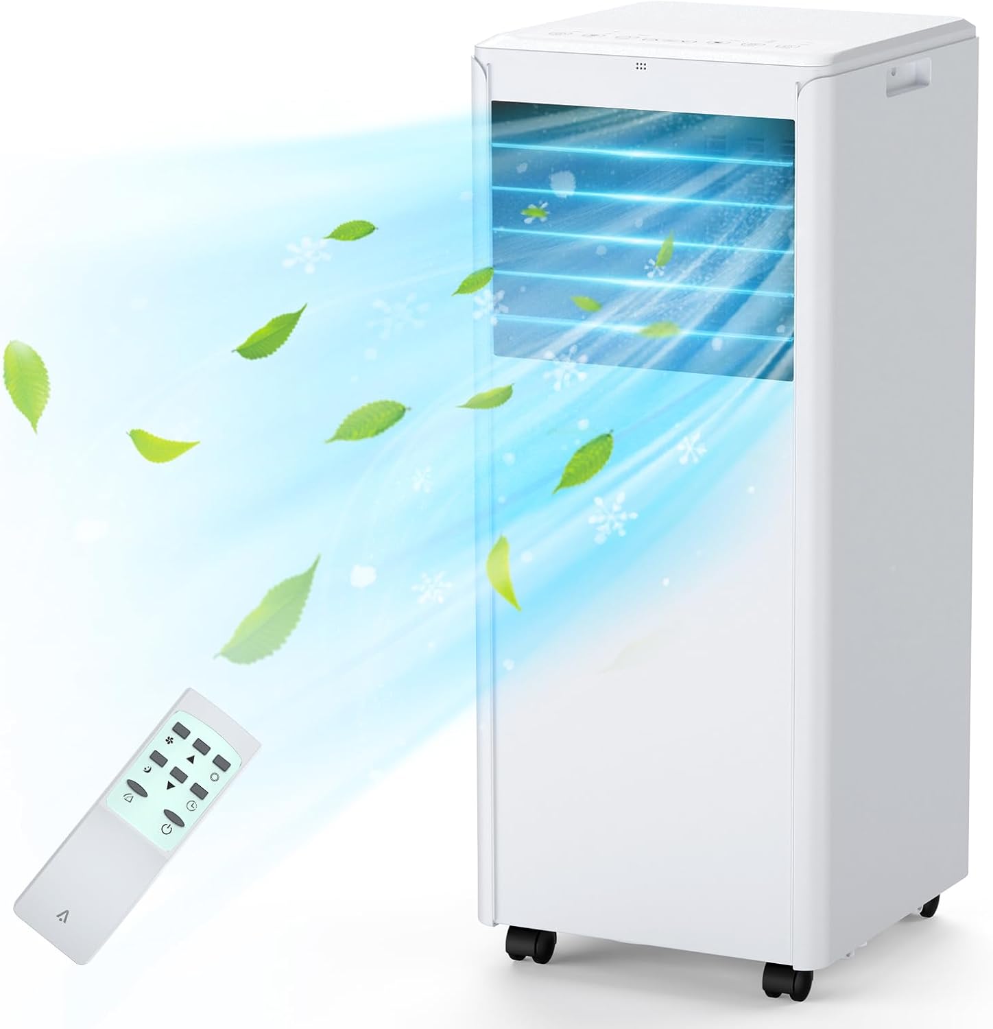 Qeetex ZYS-PHO-107IXFG1 8000 BTU Portable Air Conditioner for Rooms Up to 350 Sq Ft 3-in-1 AC with Remote Digital Display Dehumidifier Fan Sleep Mode 24H Timer Easy Window Kit Rolling Wheels