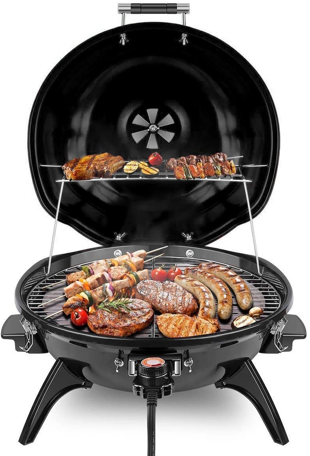 JVFCXXV - Electric BBQ Grill 15 Serving Outdoor Indoor Grill Double Layer Design Portable Remova...