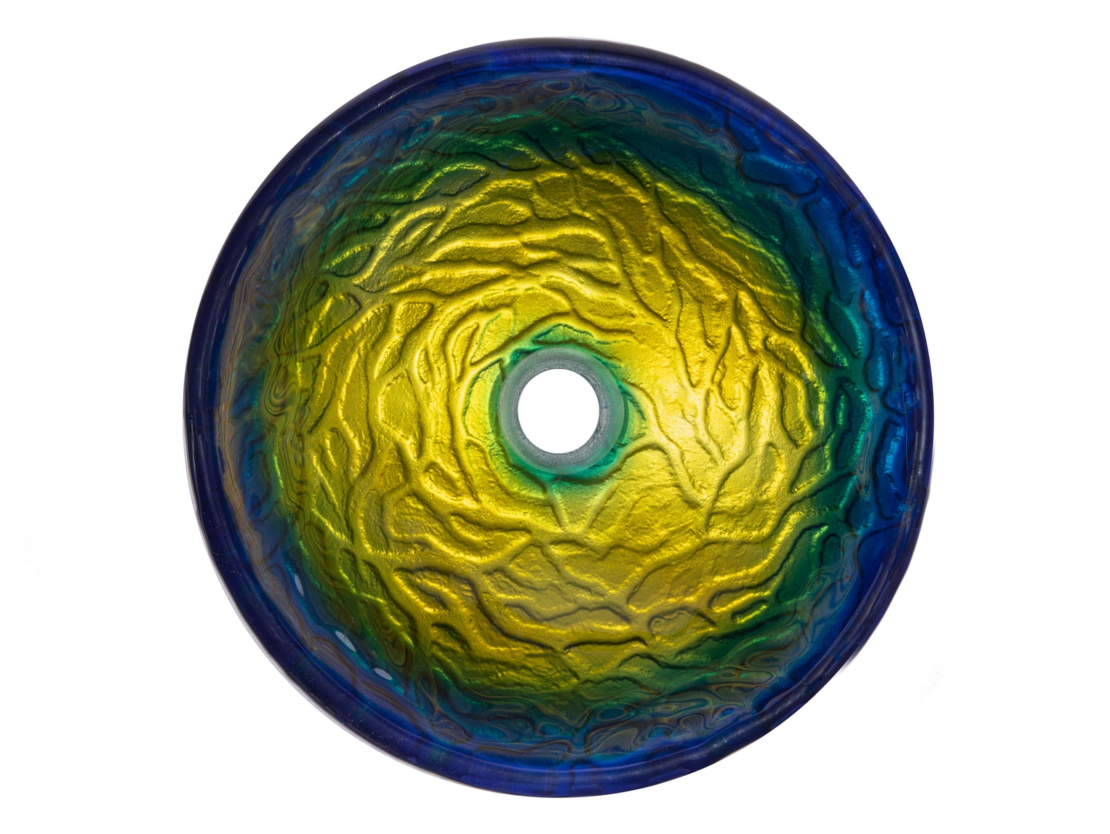 14.25'' Blue and Yellow Glass Vessel Sink