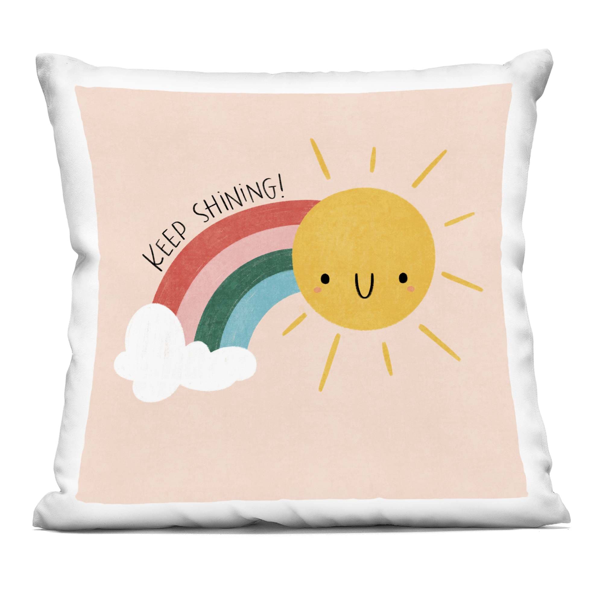 Stupell Industries PLP-065-SQW-18X18 Keep Shining Inspirational Rainbow Decorative Printed Pillow Design by Sarah Hickman