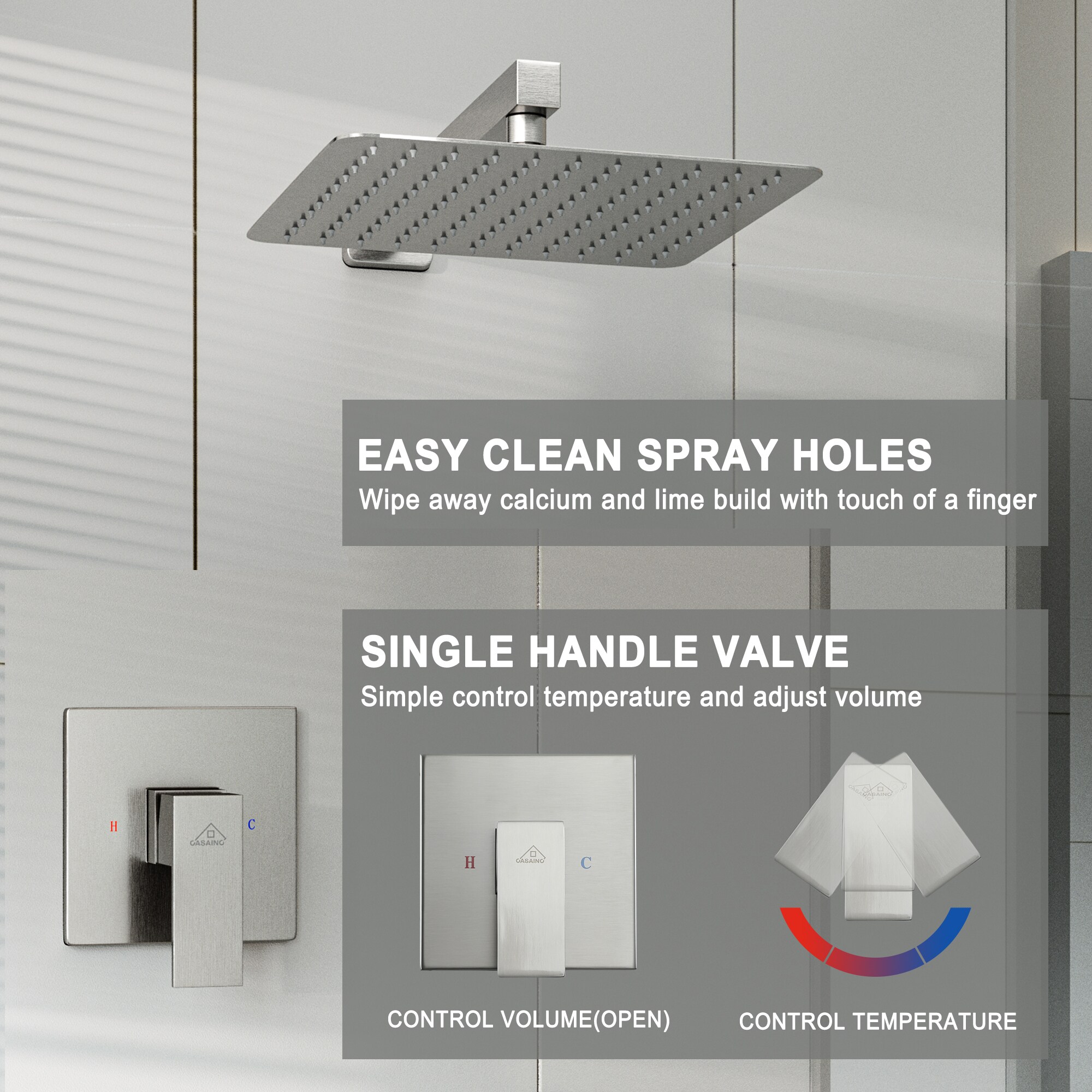 CASAINC OY-N96A1001-CP Showerhead-Bar-Panels - View #6