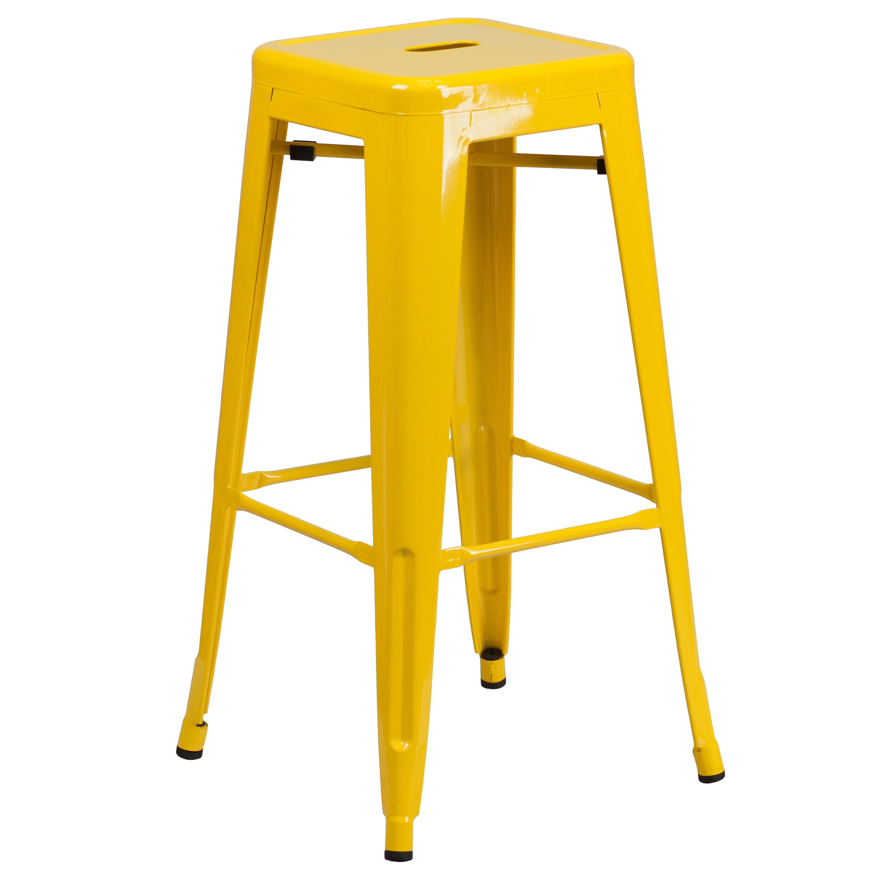 Flash Furniture 889142014164 Kai Yellow 30.0-Inches H Bar height Square seat Stackable Metal Bar Stool